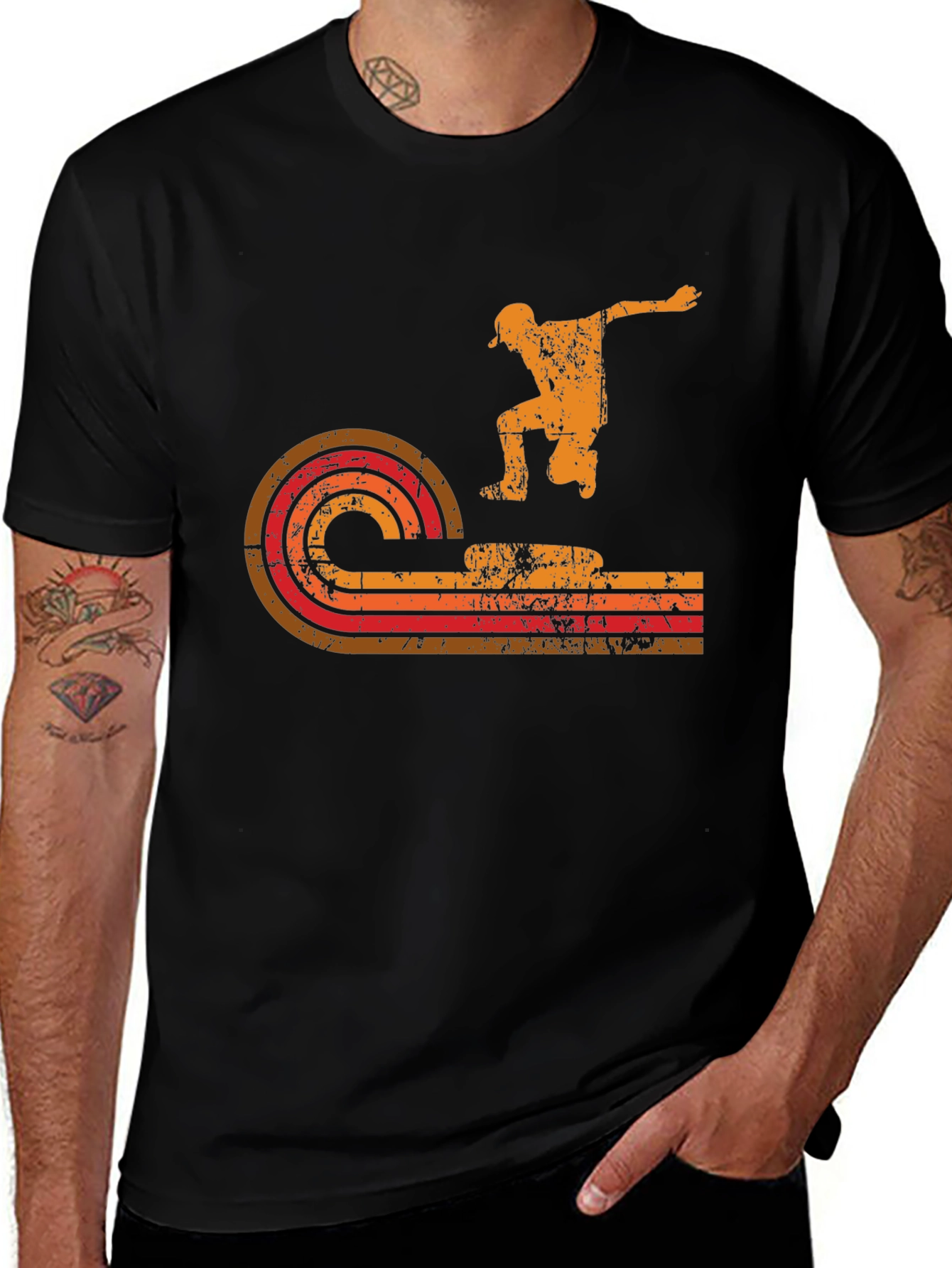 Retro Skater Graphic Tee - Black