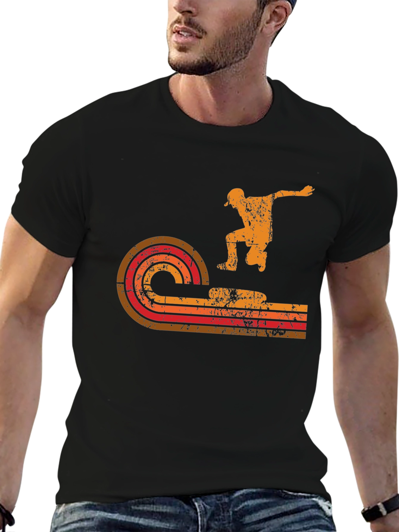 Retro Skater Graphic Tee - Black