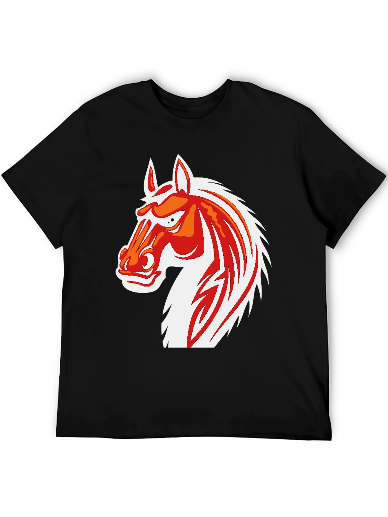 Cool Horse Graphic Print Black T-Shirt