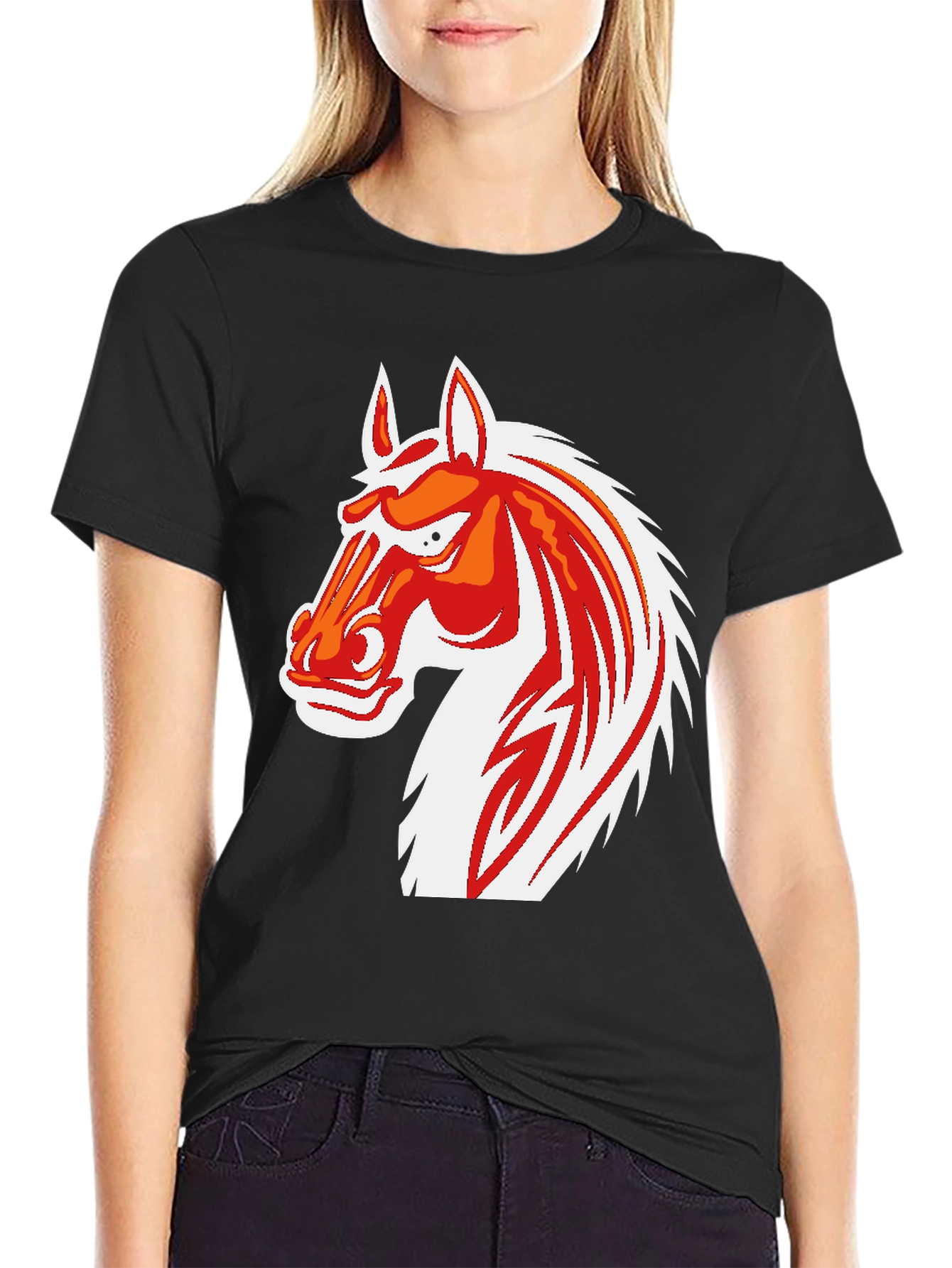 Cool Horse Graphic Print Black T-Shirt