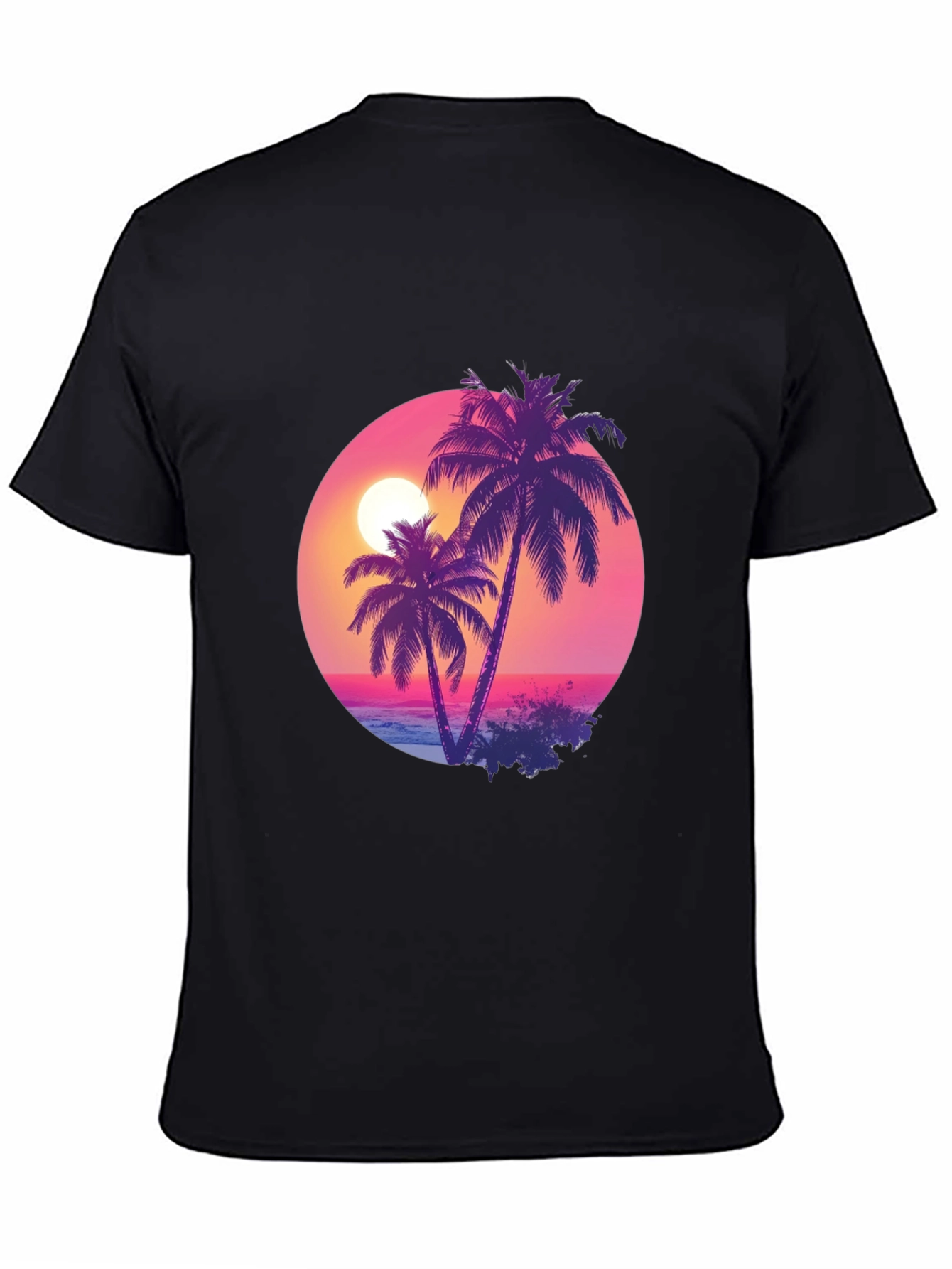 Sunset Palms Black T-Shirt - Tropical Vibes