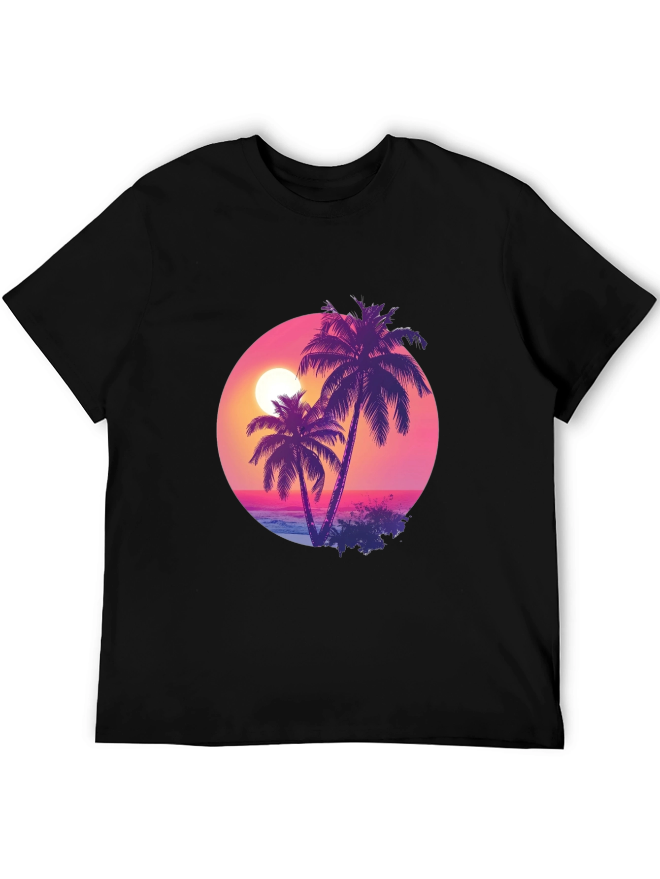 Sunset Palms Black T-Shirt - Tropical Vibes