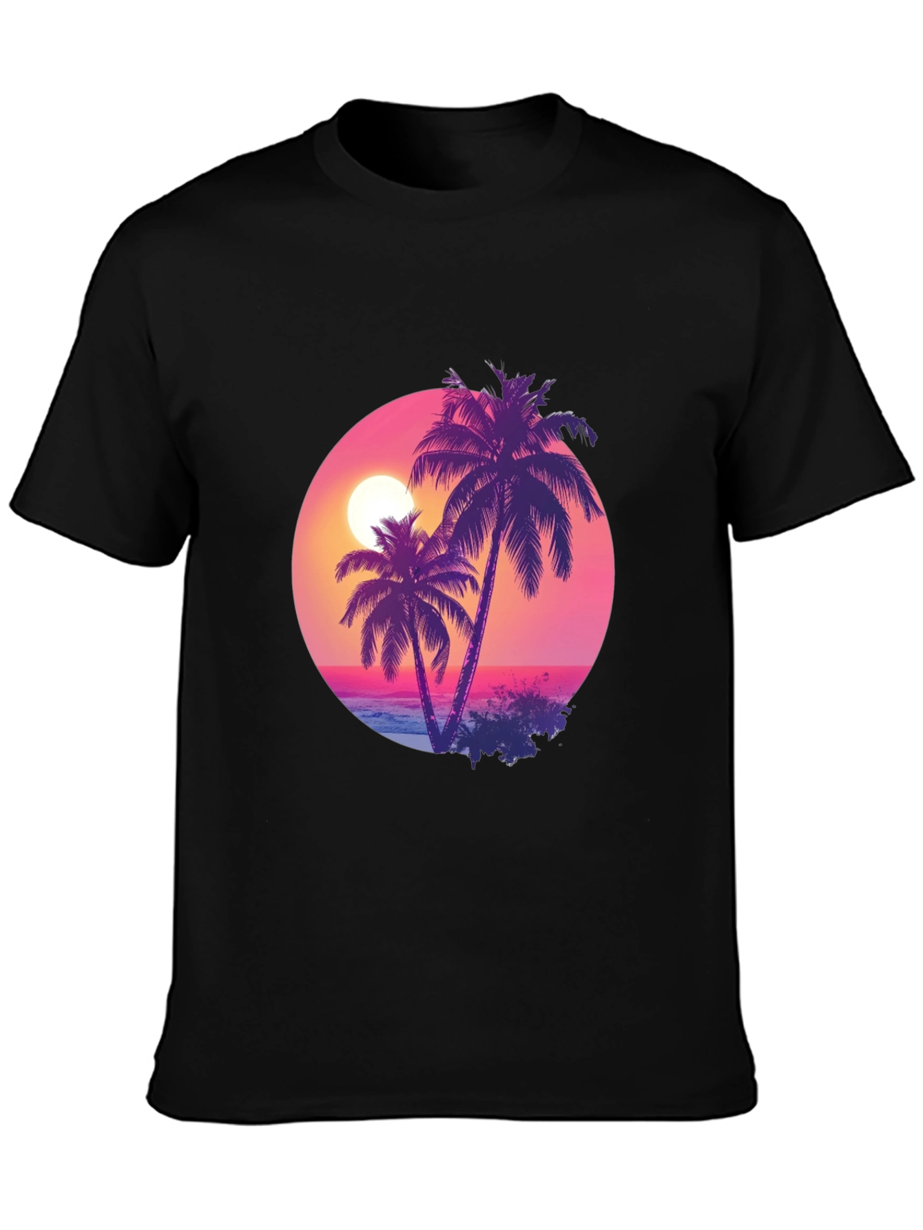 Sunset Palms Black T-Shirt - Tropical Vibes