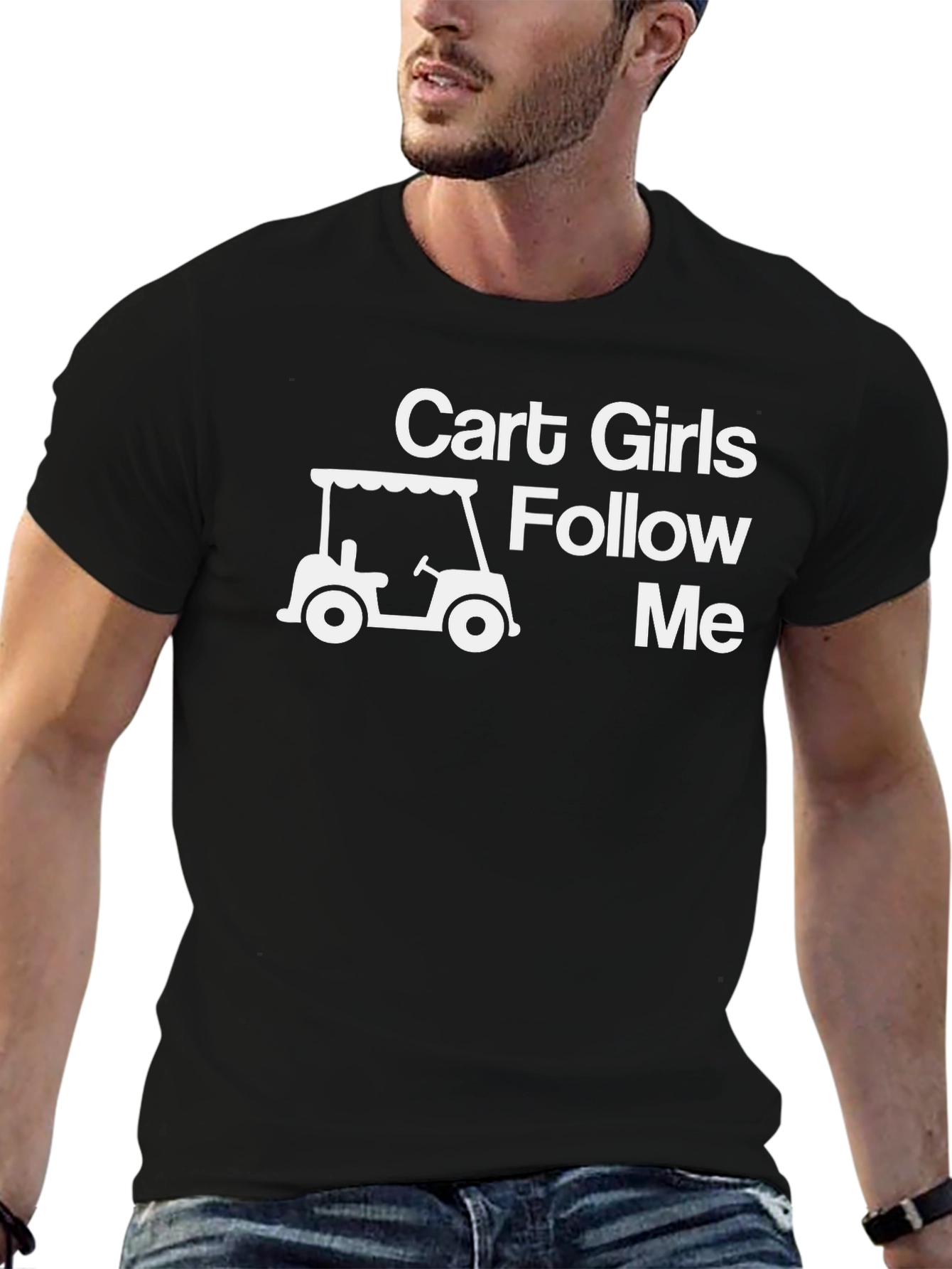 Cart Girls Follow Me Graphic Tee - Black