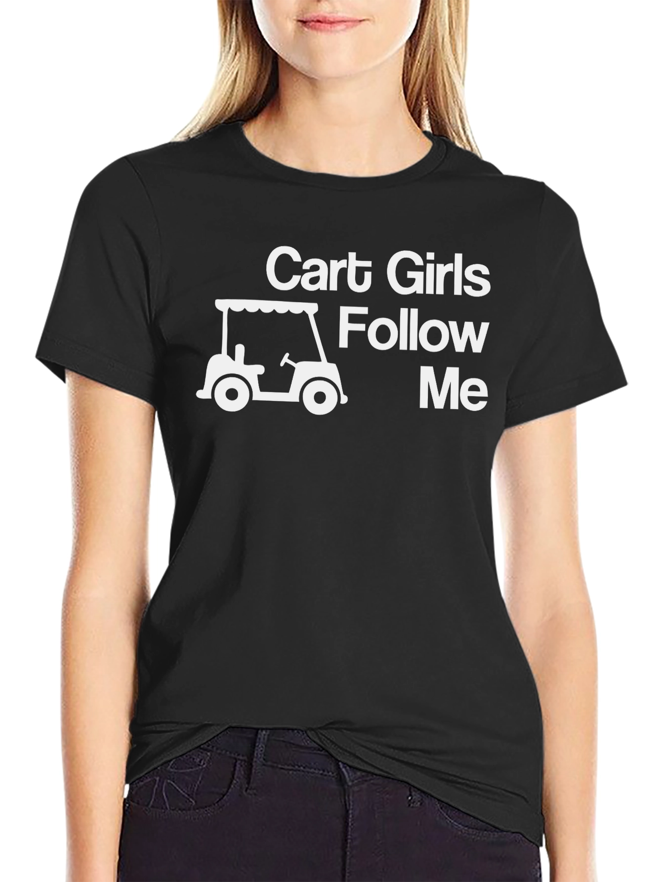 Cart Girls Follow Me Graphic Tee - Black