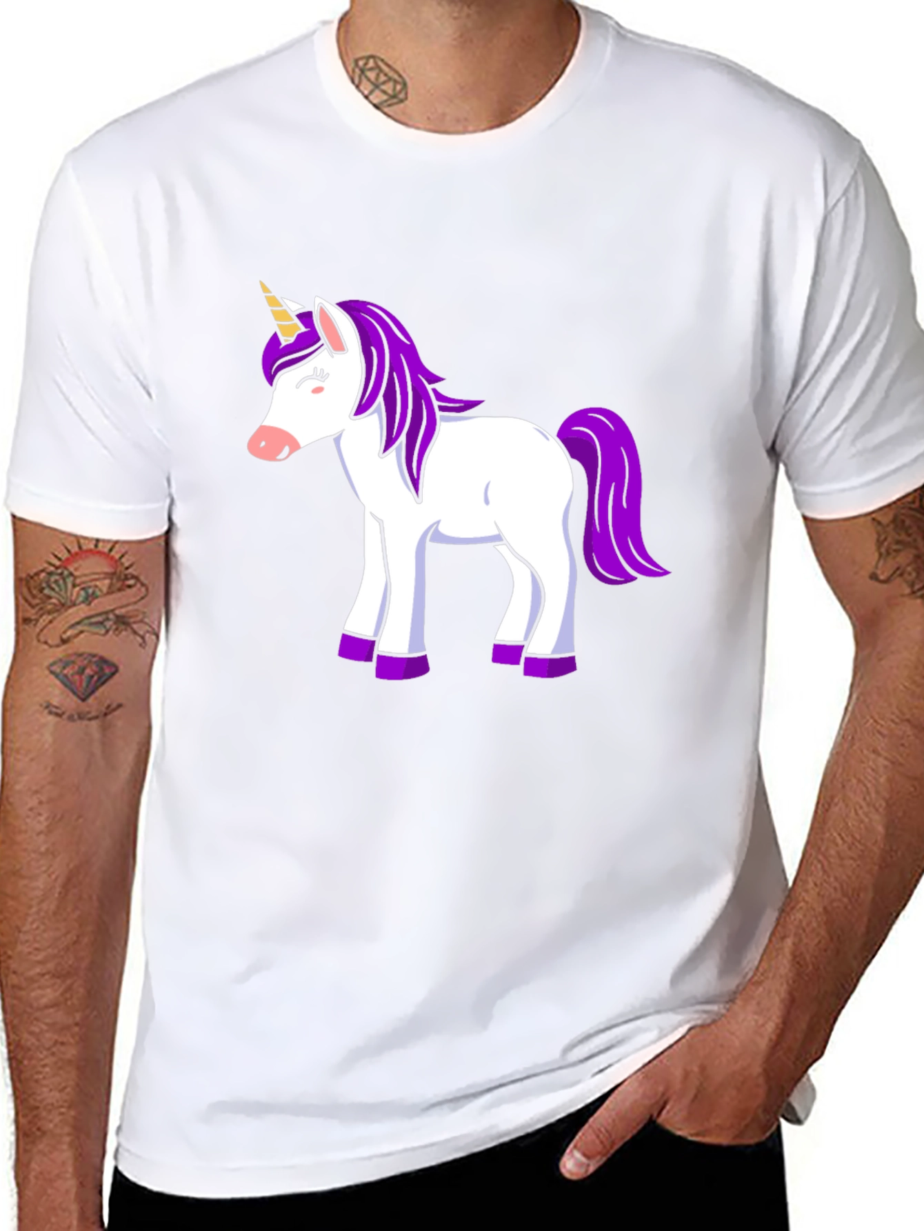 Unicorn Graphic Print Black T-Shirt