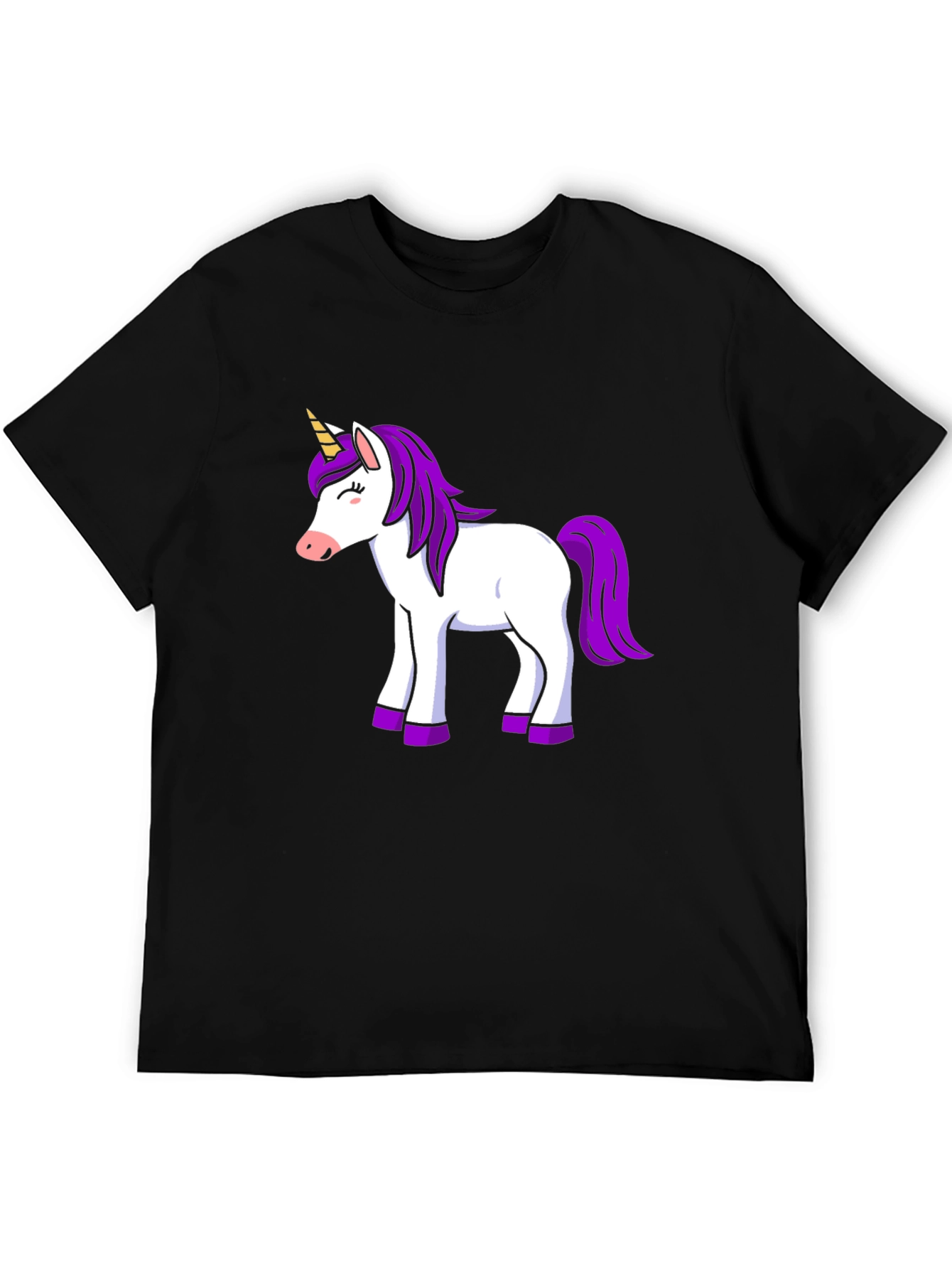 Unicorn Graphic Print Black T-Shirt