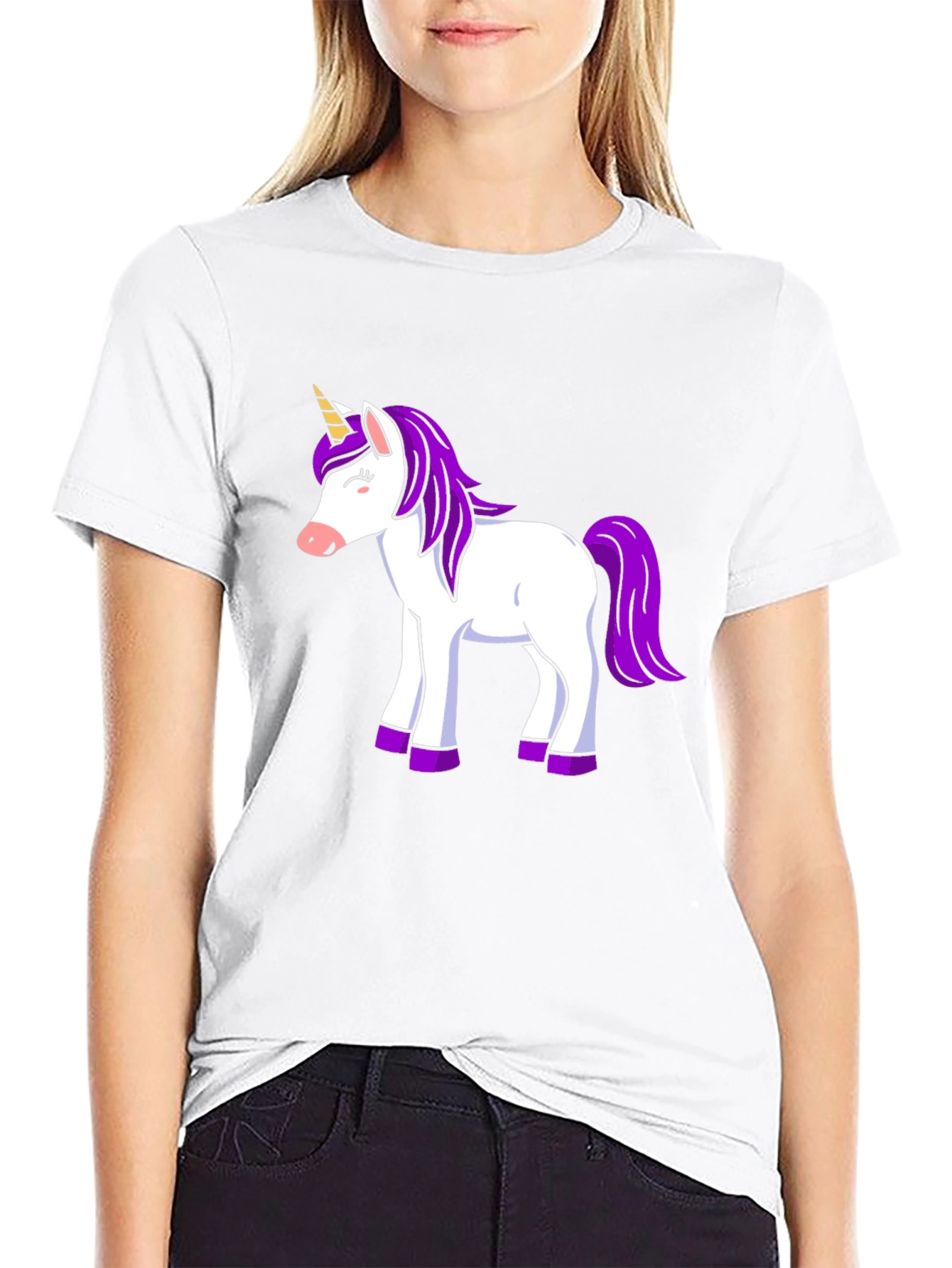 Unicorn Graphic Print Black T-Shirt