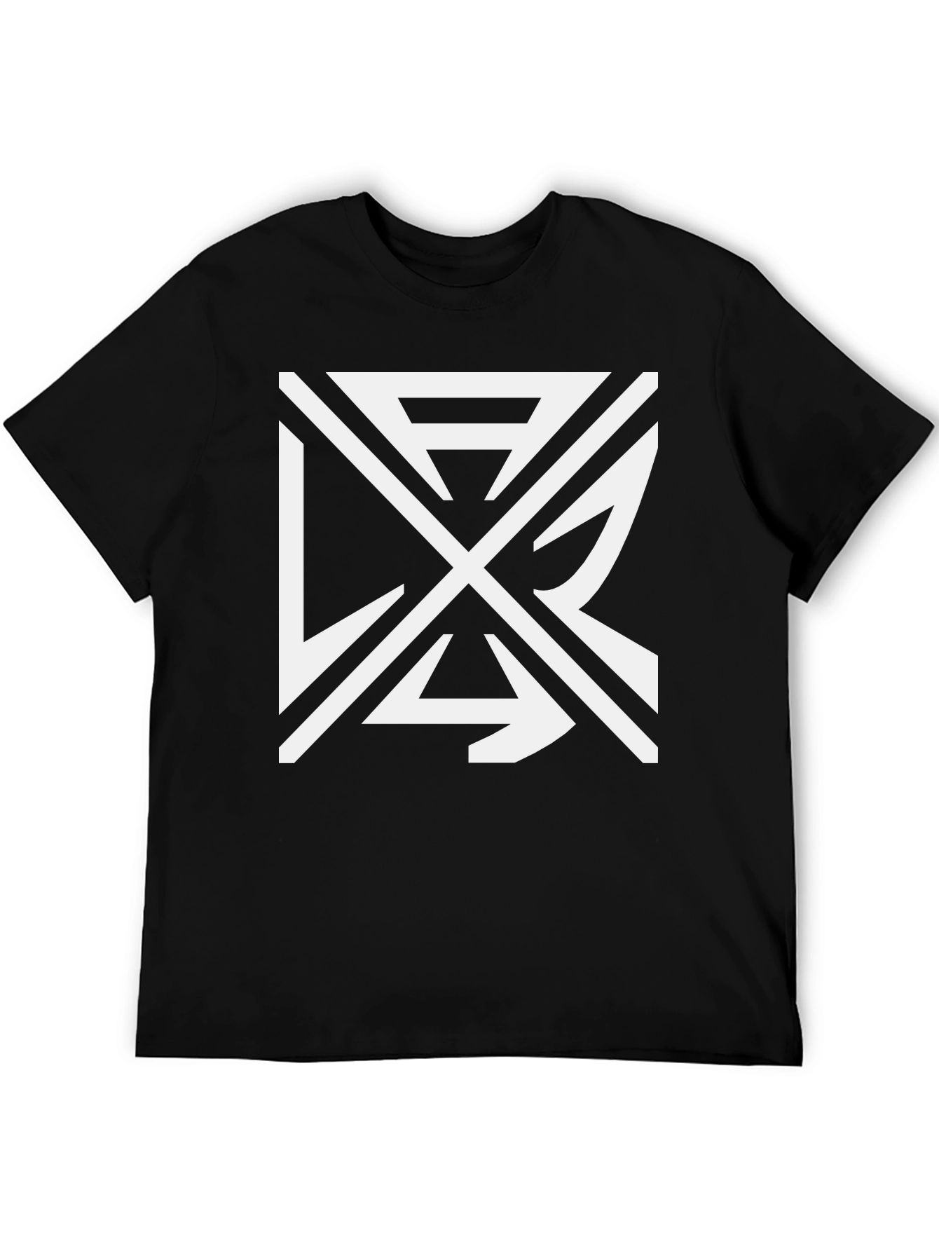 Abstract Graphic Tee - Black Cotton Casual Wear