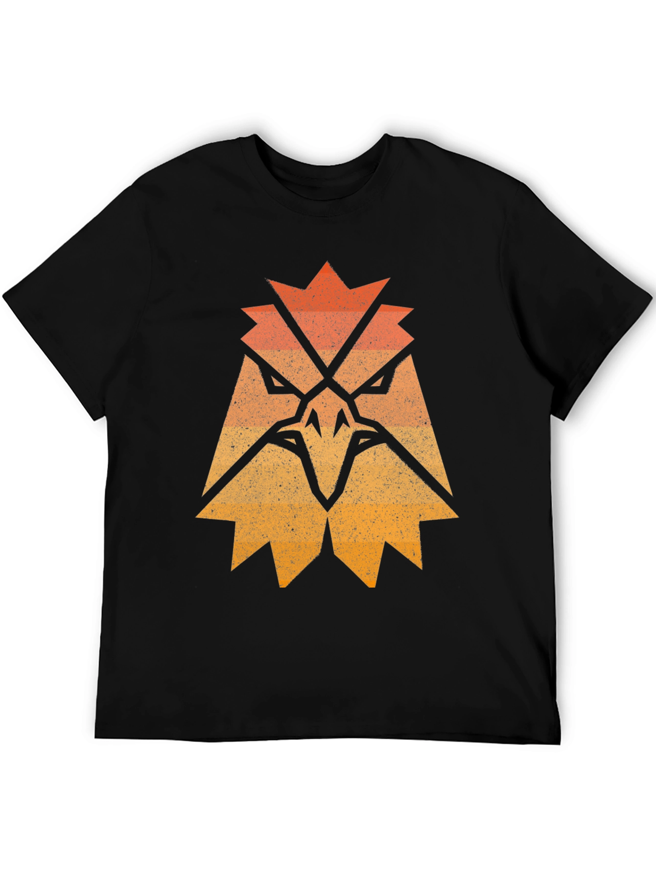 Abstract Eagle Graphic Print Black T-Shirt