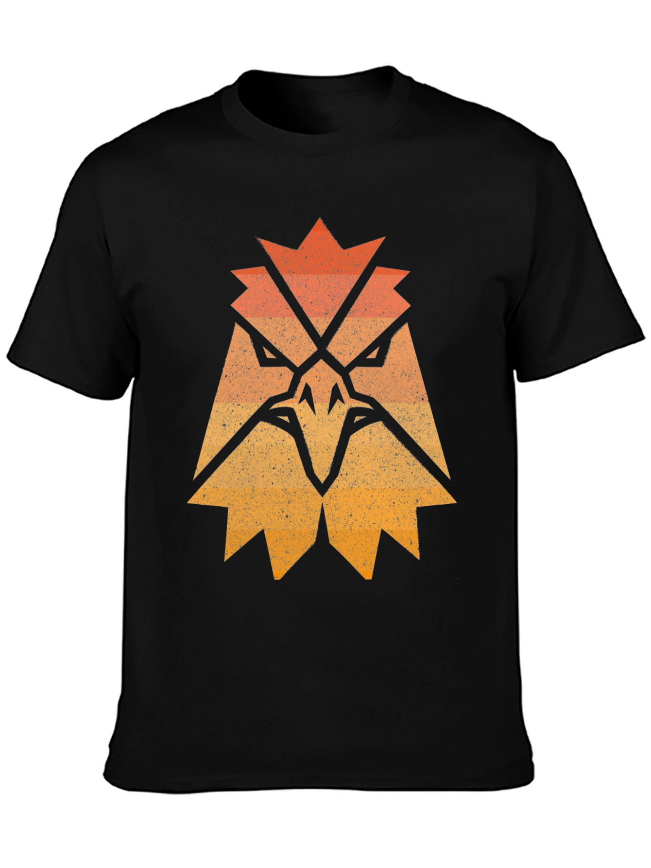 Abstract Eagle Graphic Print Black T-Shirt