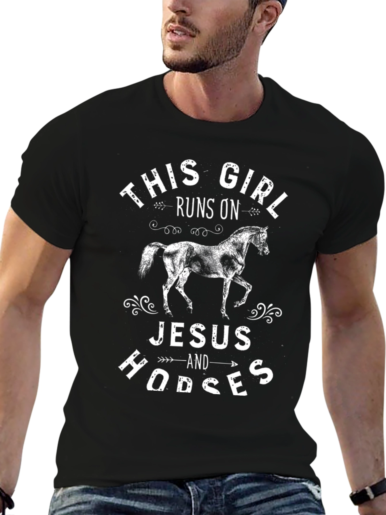 This Girl Runs On Jesus and Horses T-Shirt