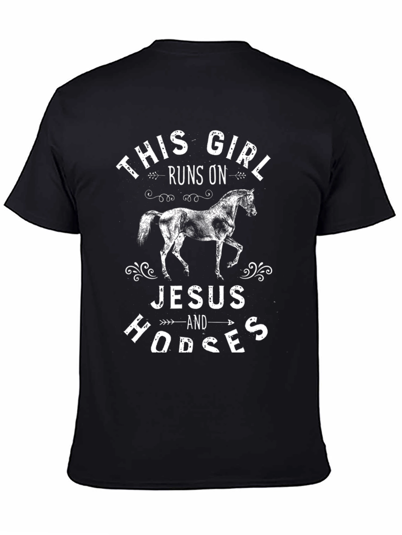This Girl Runs On Jesus and Horses T-Shirt
