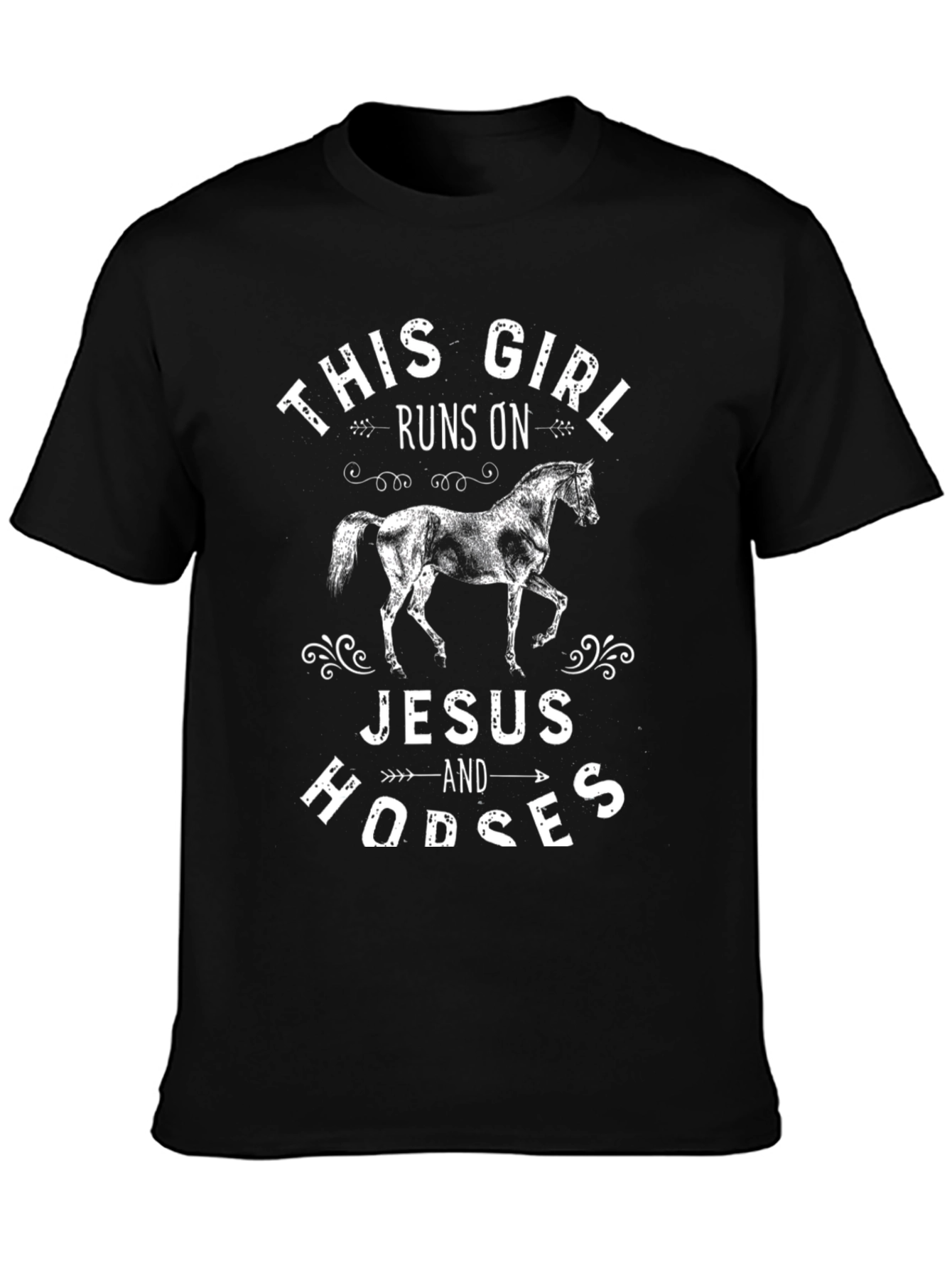 This Girl Runs On Jesus and Horses T-Shirt