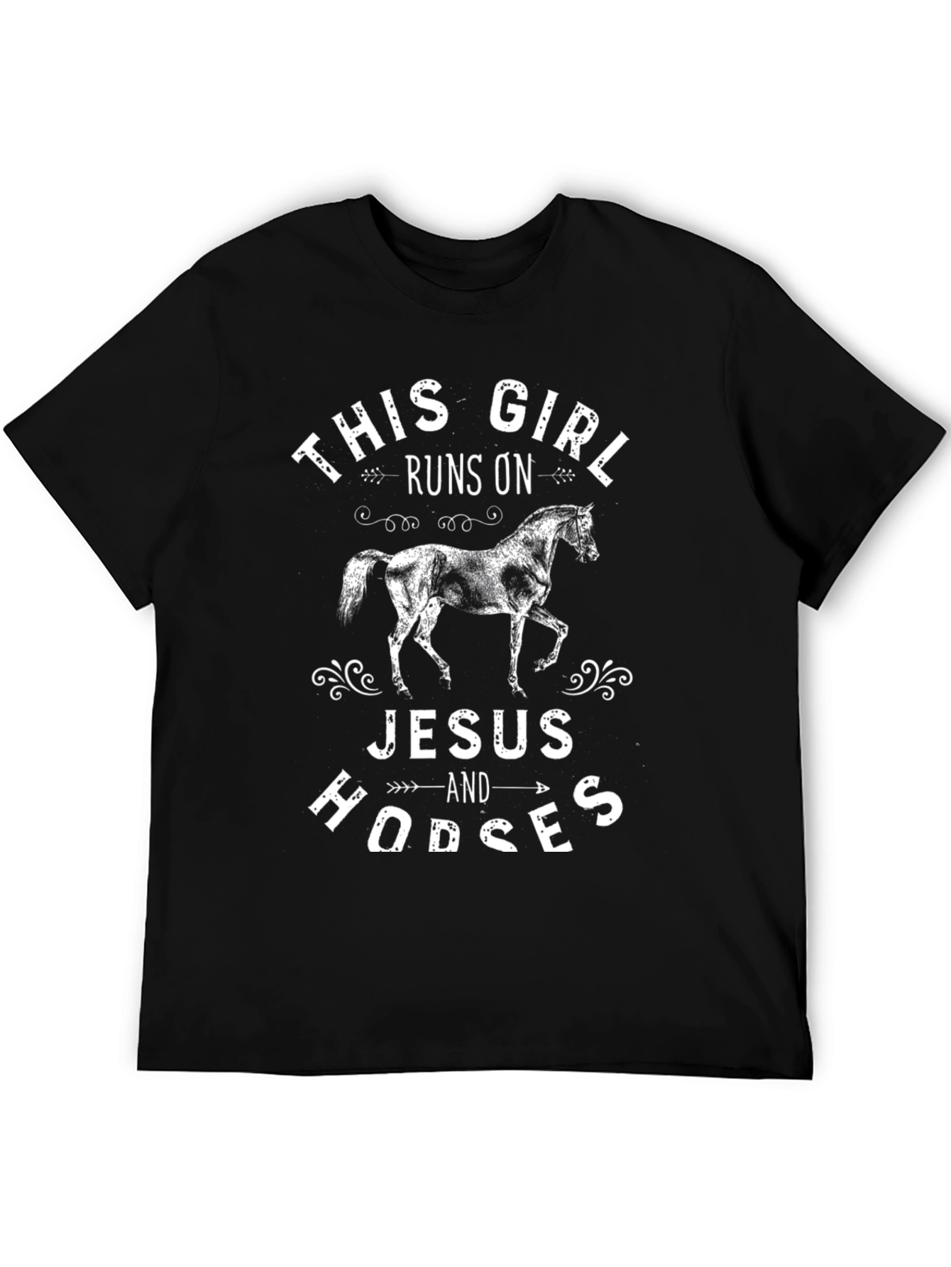 This Girl Runs On Jesus and Horses T-Shirt