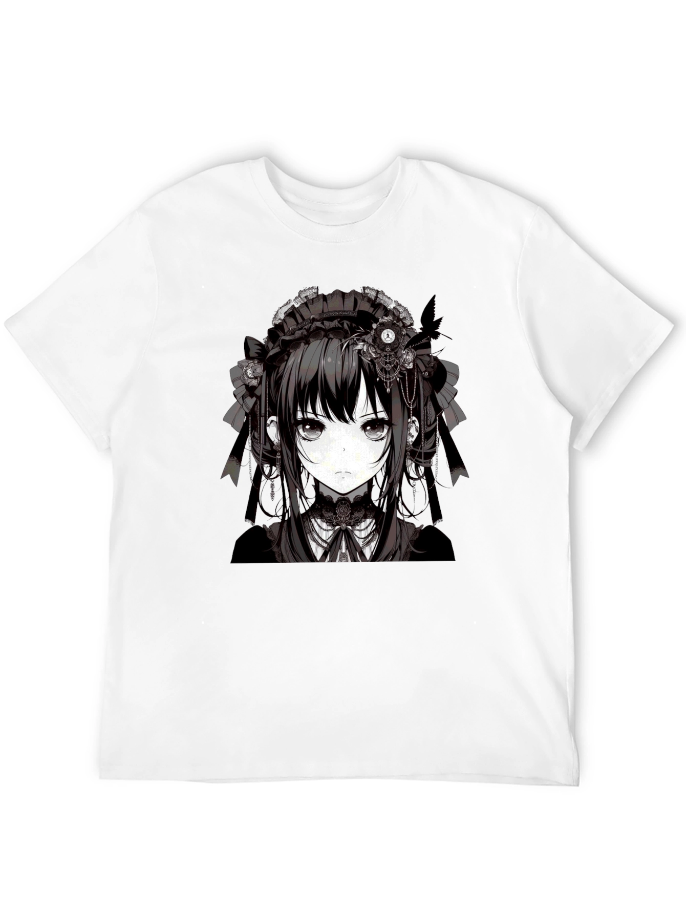 Anime Girl Graphic Tee - Gothic Style