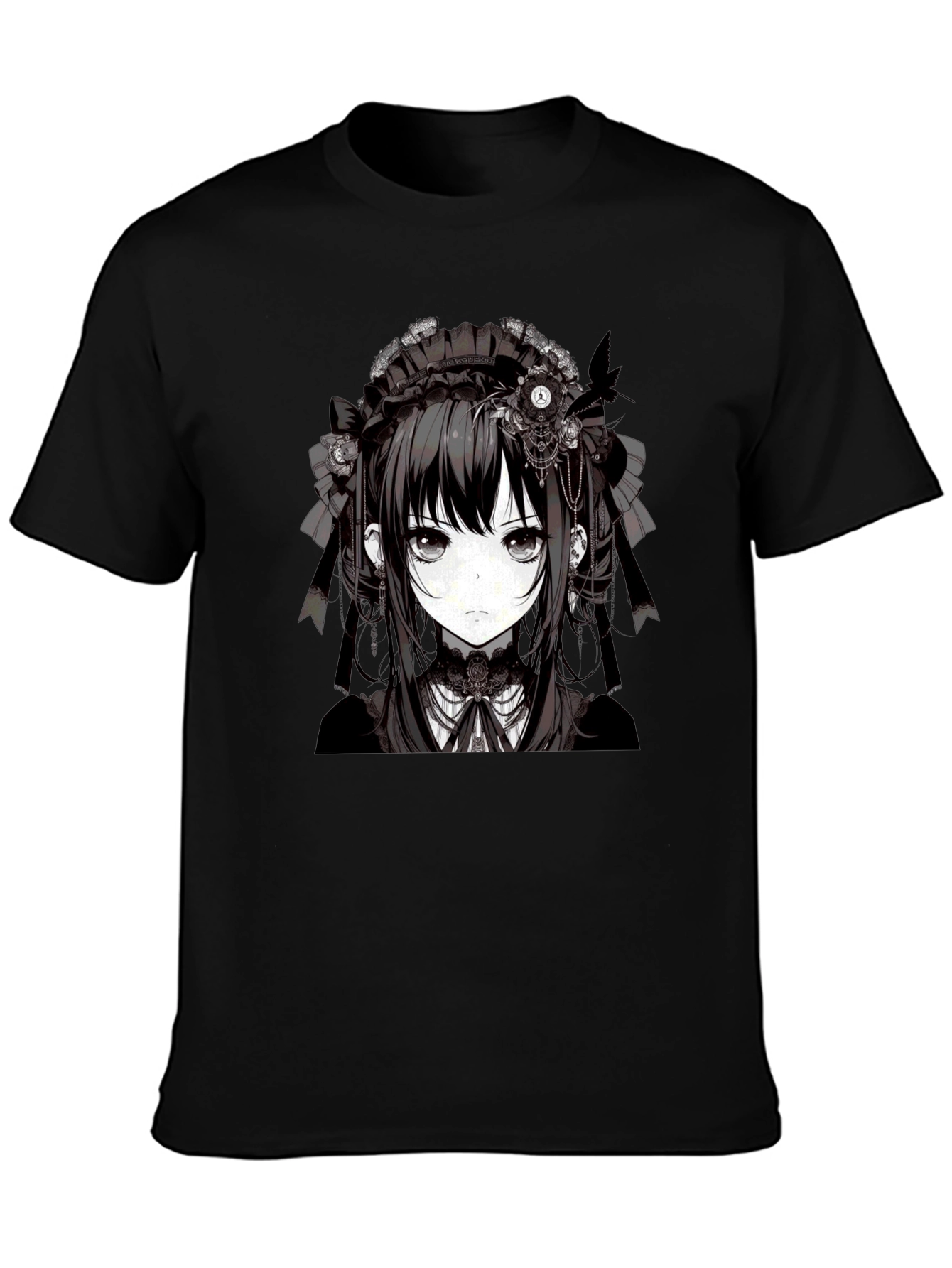 Anime Girl Graphic Tee - Gothic Style