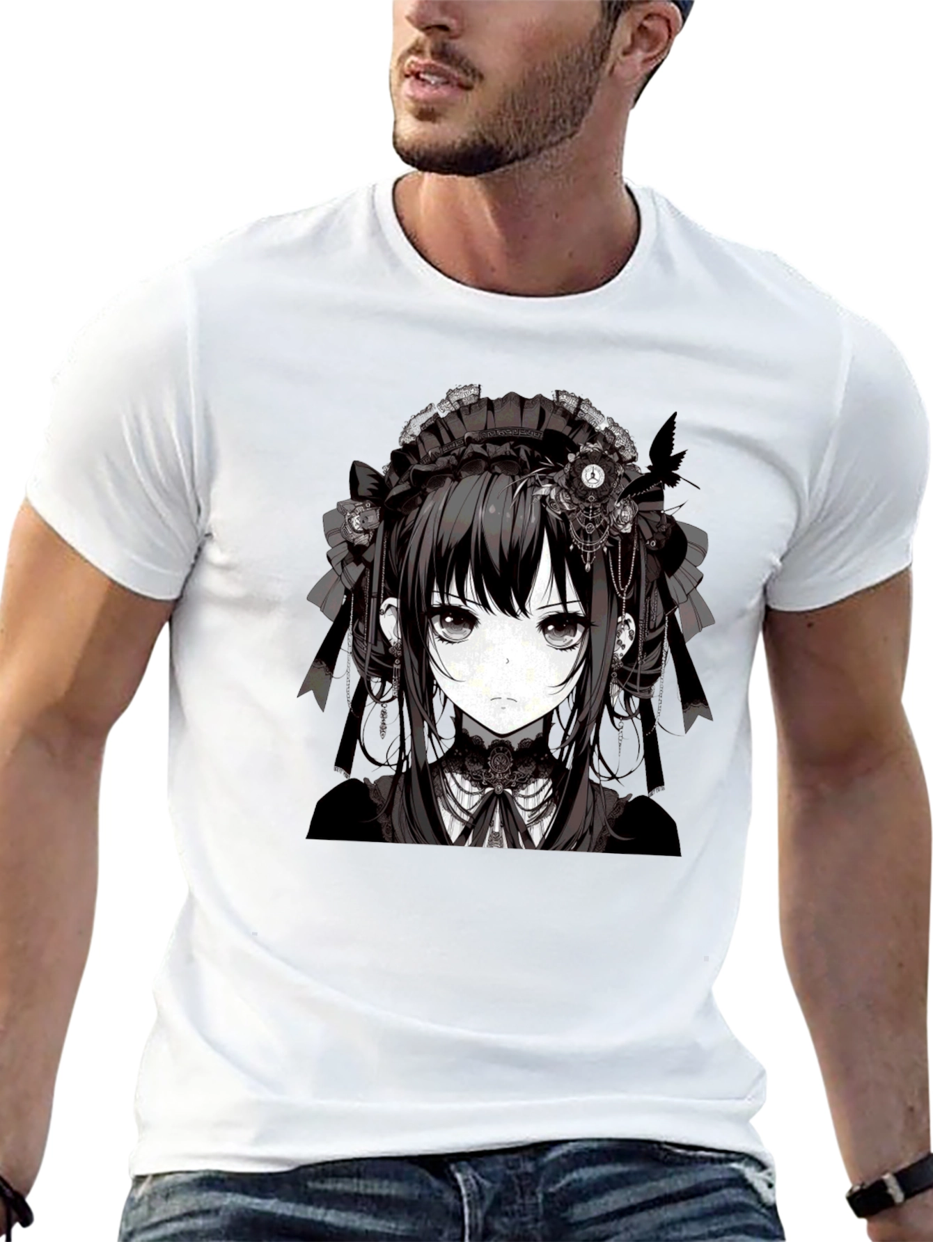 Anime Girl Graphic Tee - Gothic Style