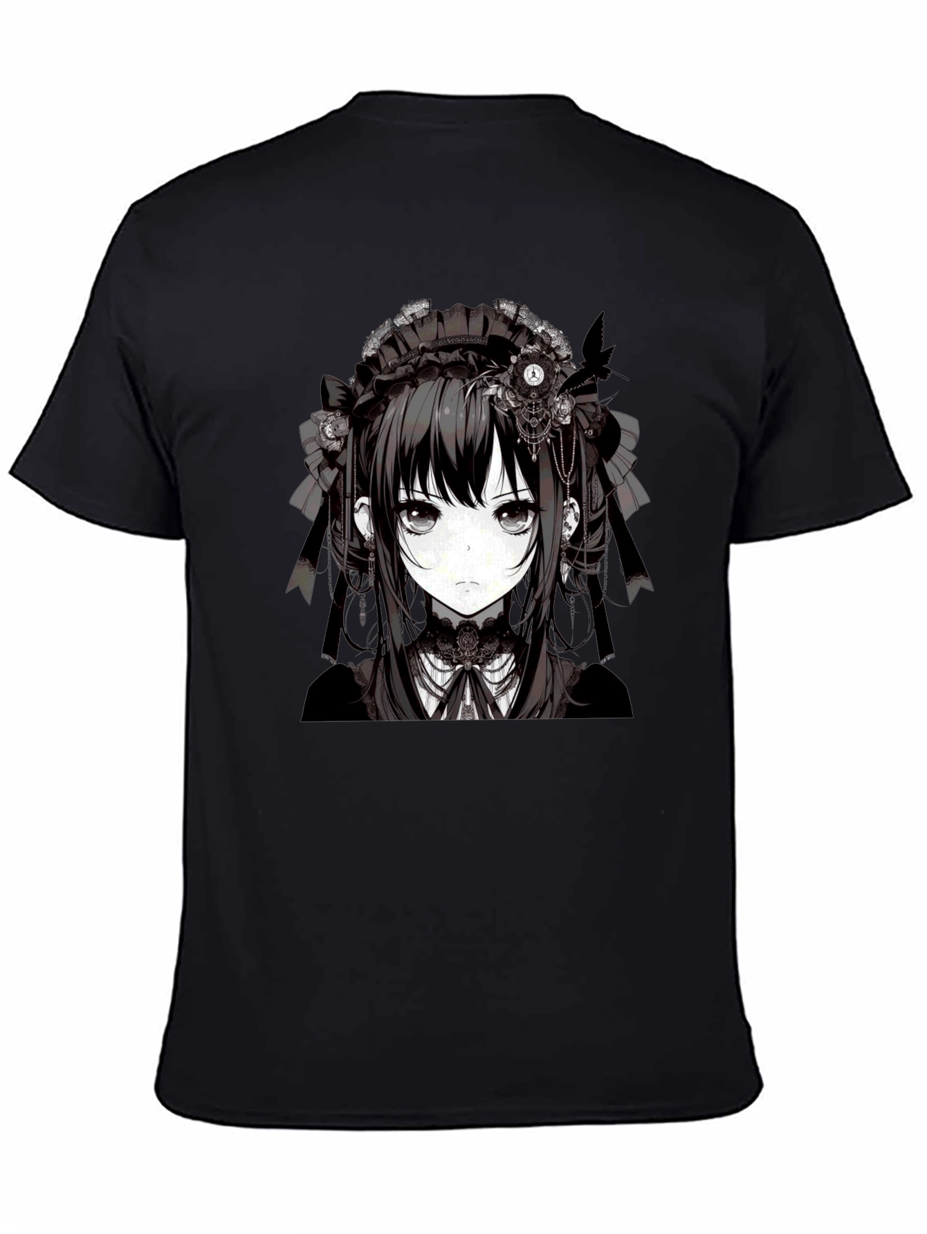 Anime Girl Graphic Tee - Gothic Style