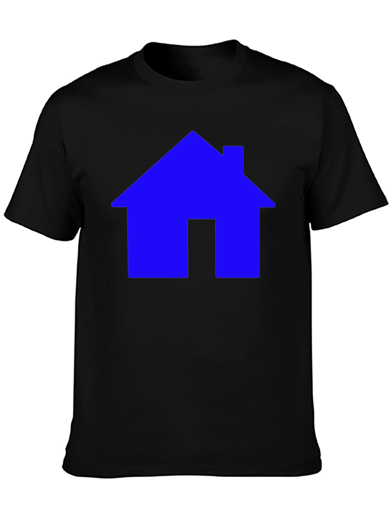 Blue House Graphic Tee - Black Cotton Shirt