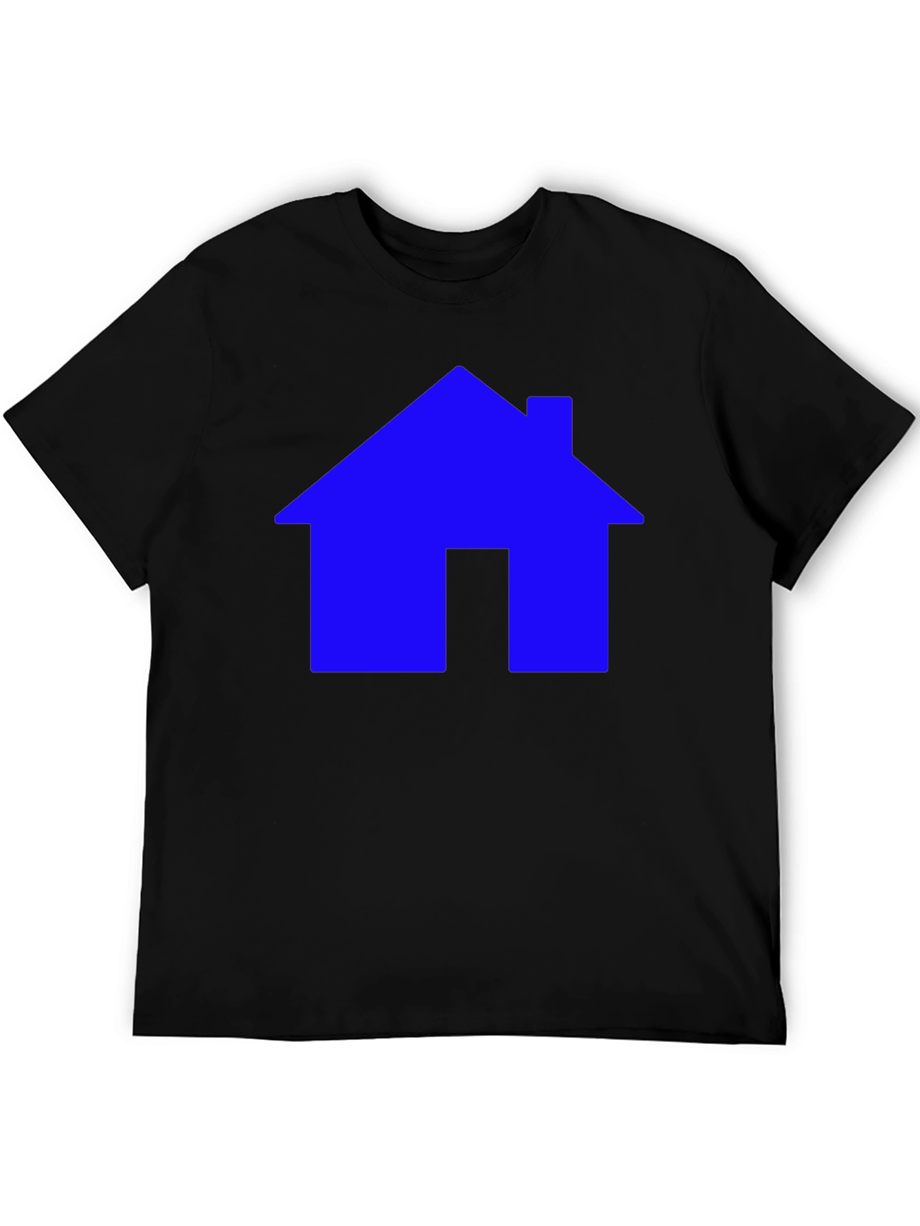 Blue House Graphic Tee - Black Cotton Shirt