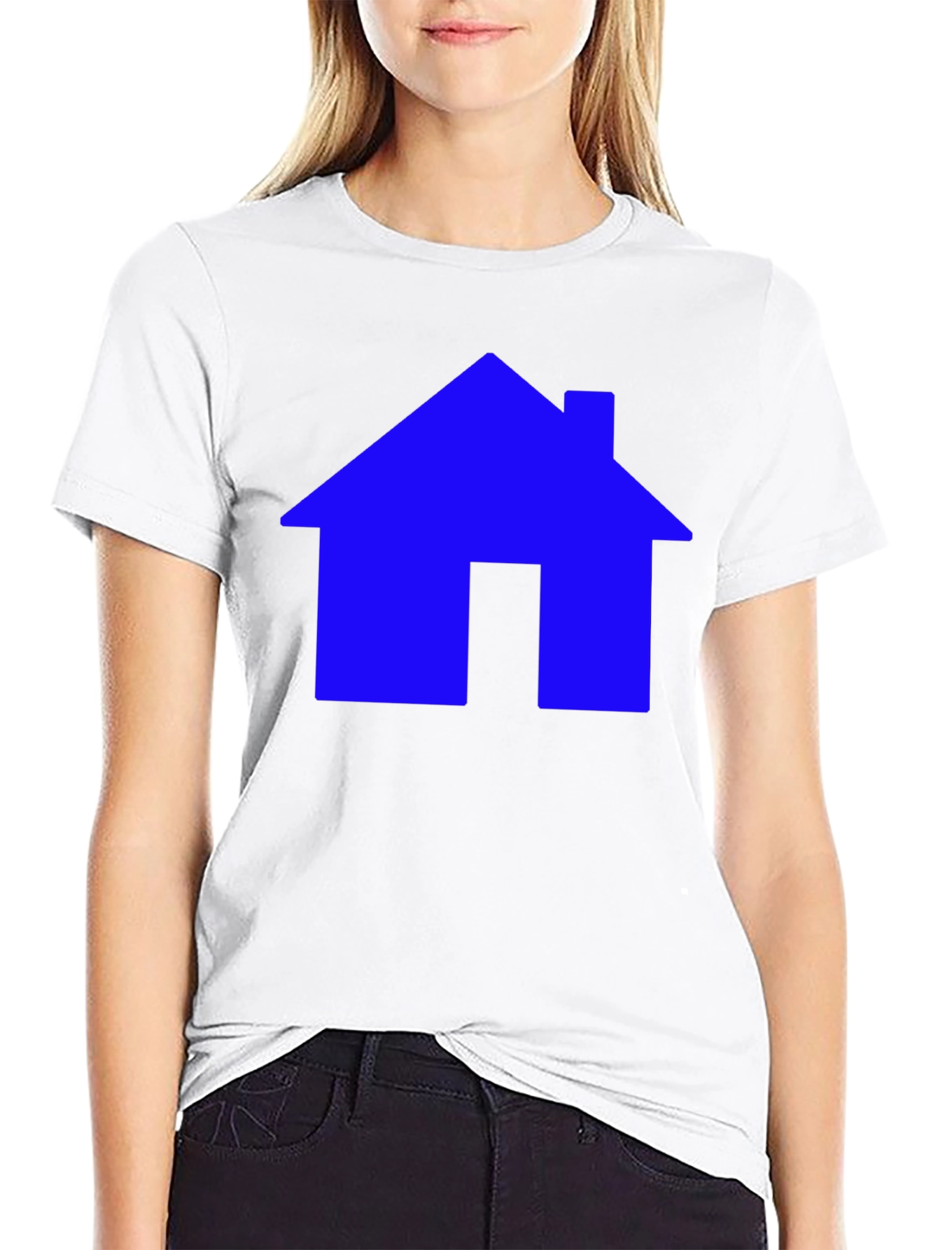 Blue House Graphic Tee - Black Cotton Shirt