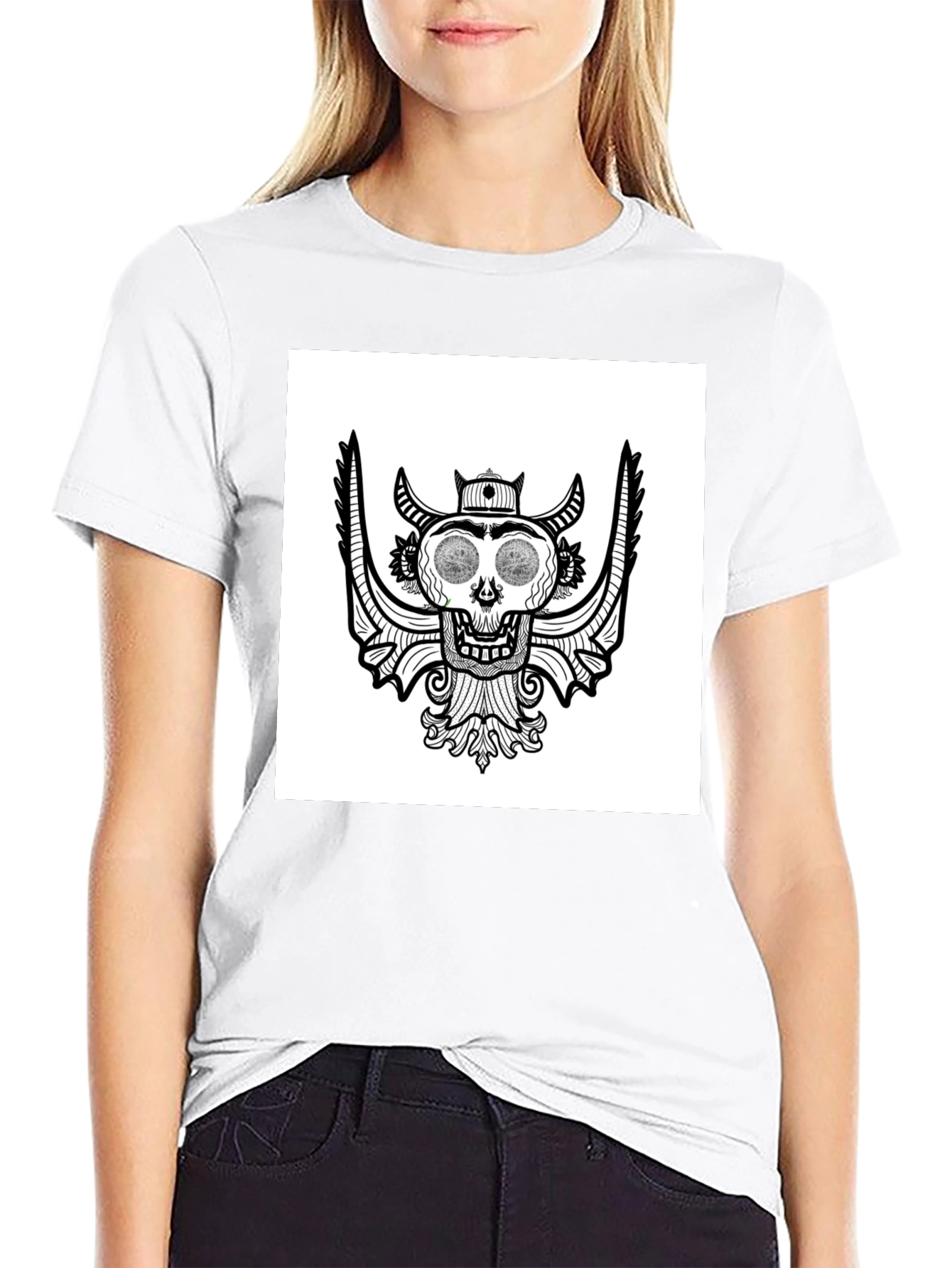 Skull Graphic Tee - Black Cotton T-Shirt