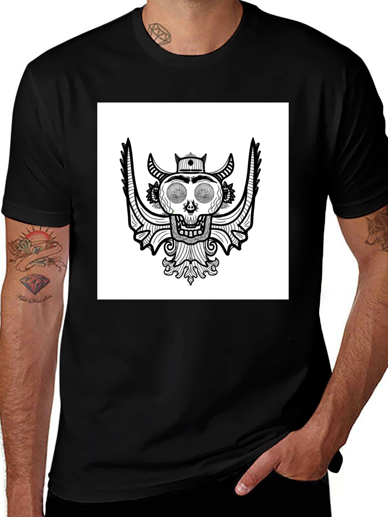 Skull Graphic Tee - Black Cotton T-Shirt