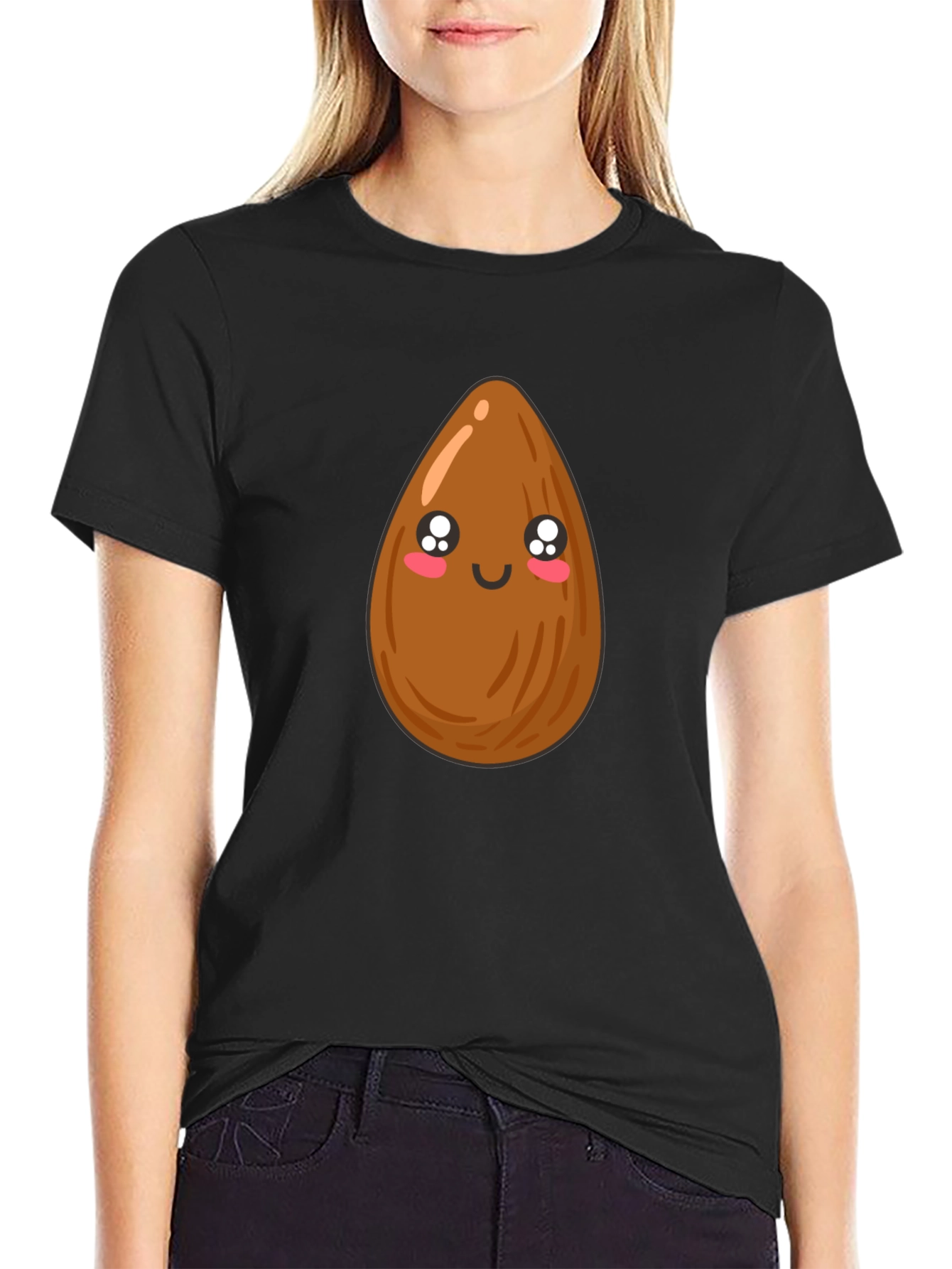 Cute Almond Graphic Tee - Unisex Black T-Shirt