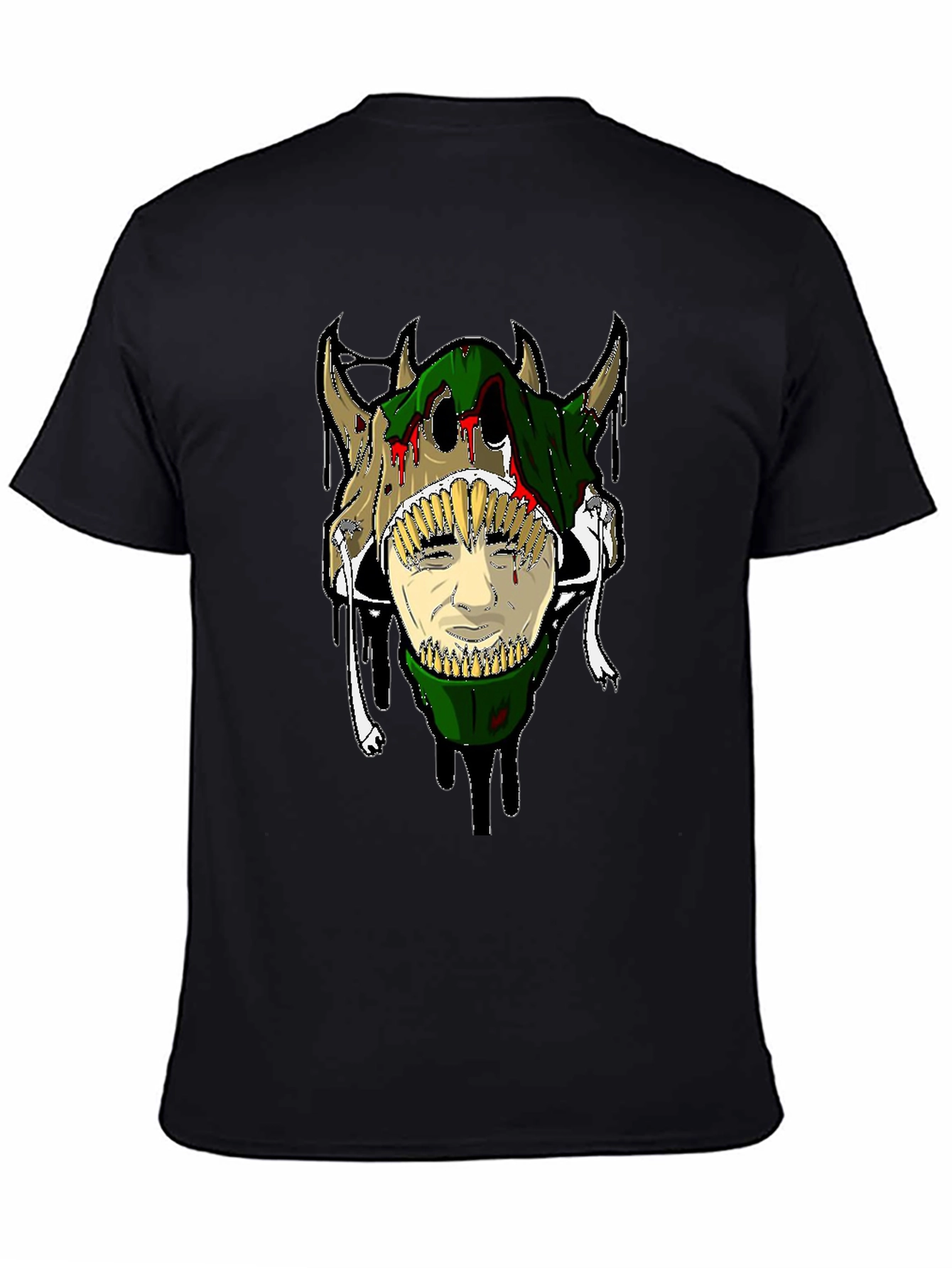 Unique Graphic Tee - Skull and Face Design