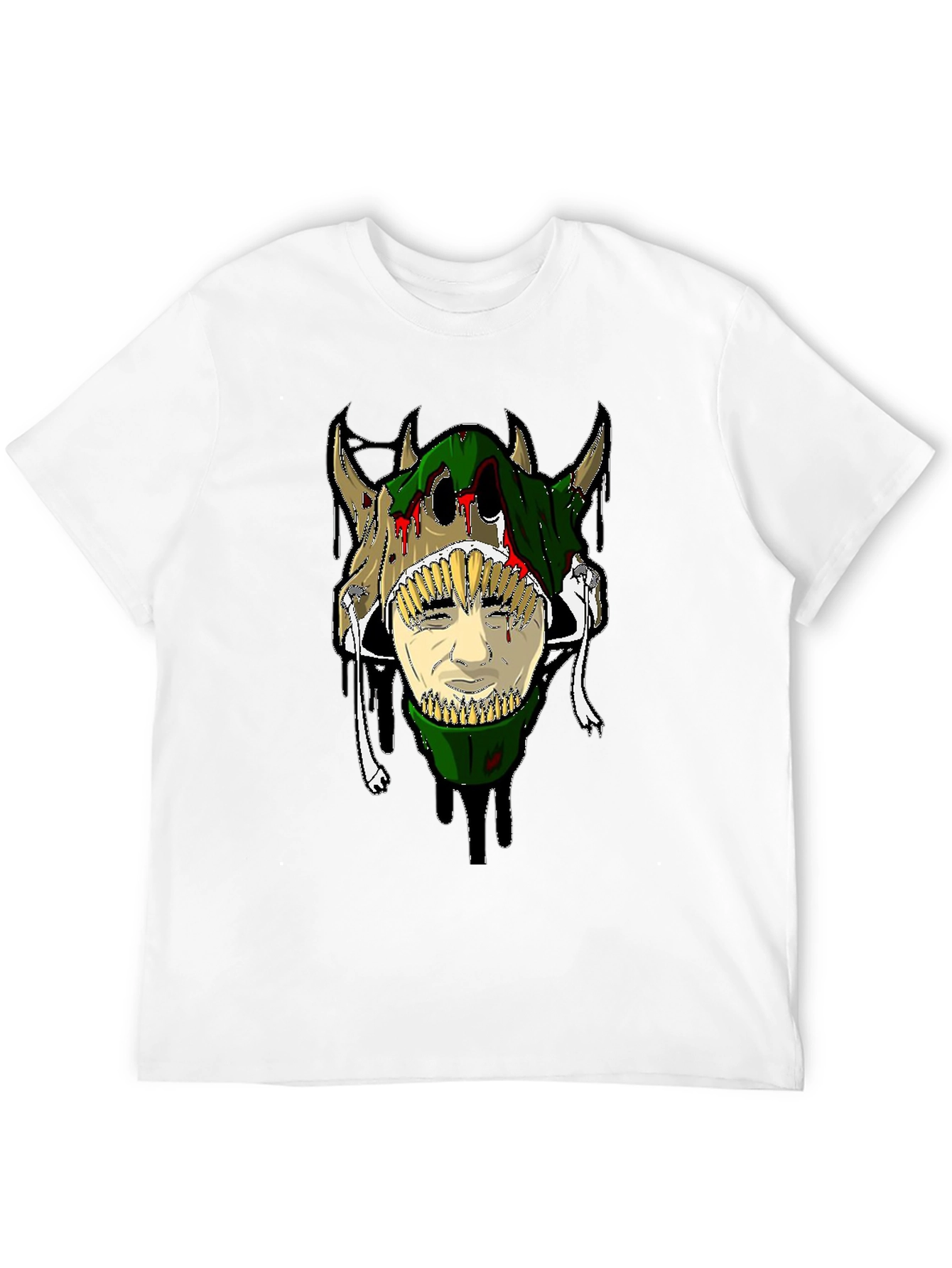 Unique Graphic Tee - Skull and Face Design