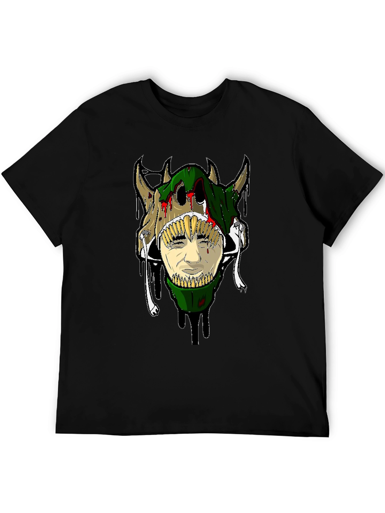 Unique Graphic Tee - Skull and Face Design