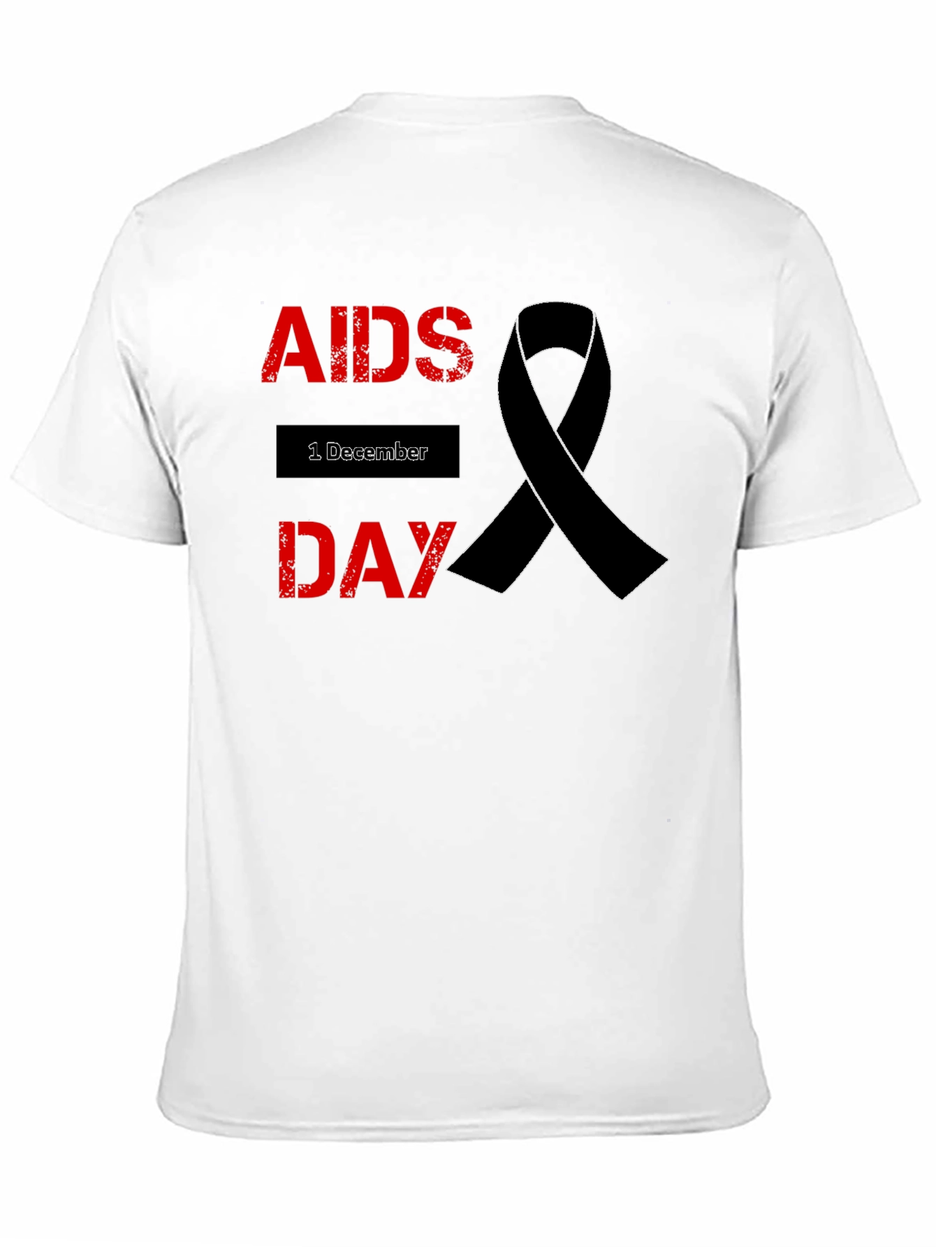 AIDS Awareness T-Shirt - Black Ribbon Design