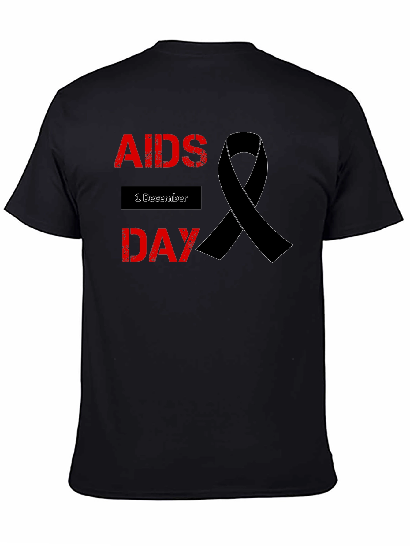 AIDS Awareness T-Shirt - Black Ribbon Design