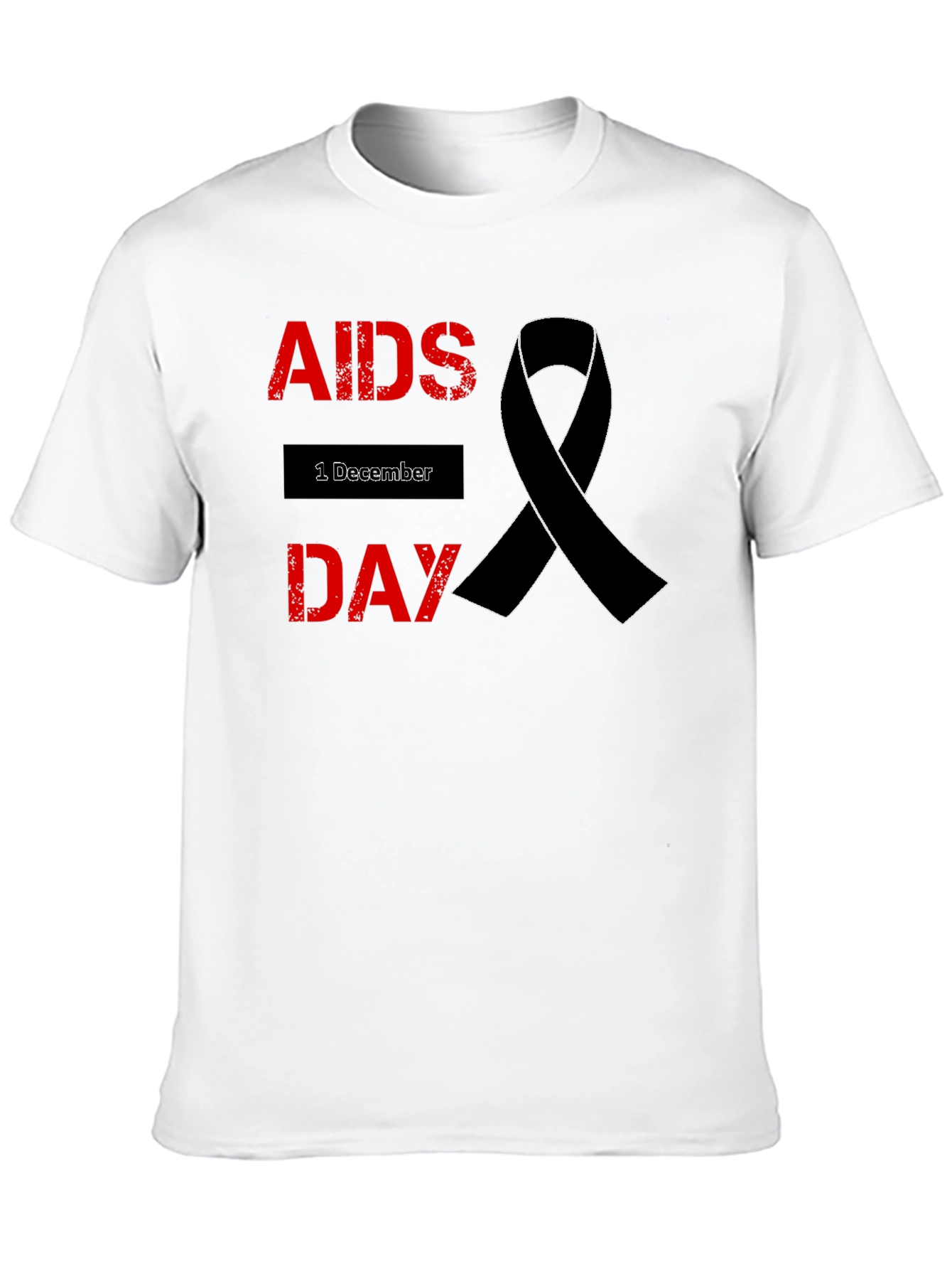 AIDS Awareness T-Shirt - Black Ribbon Design