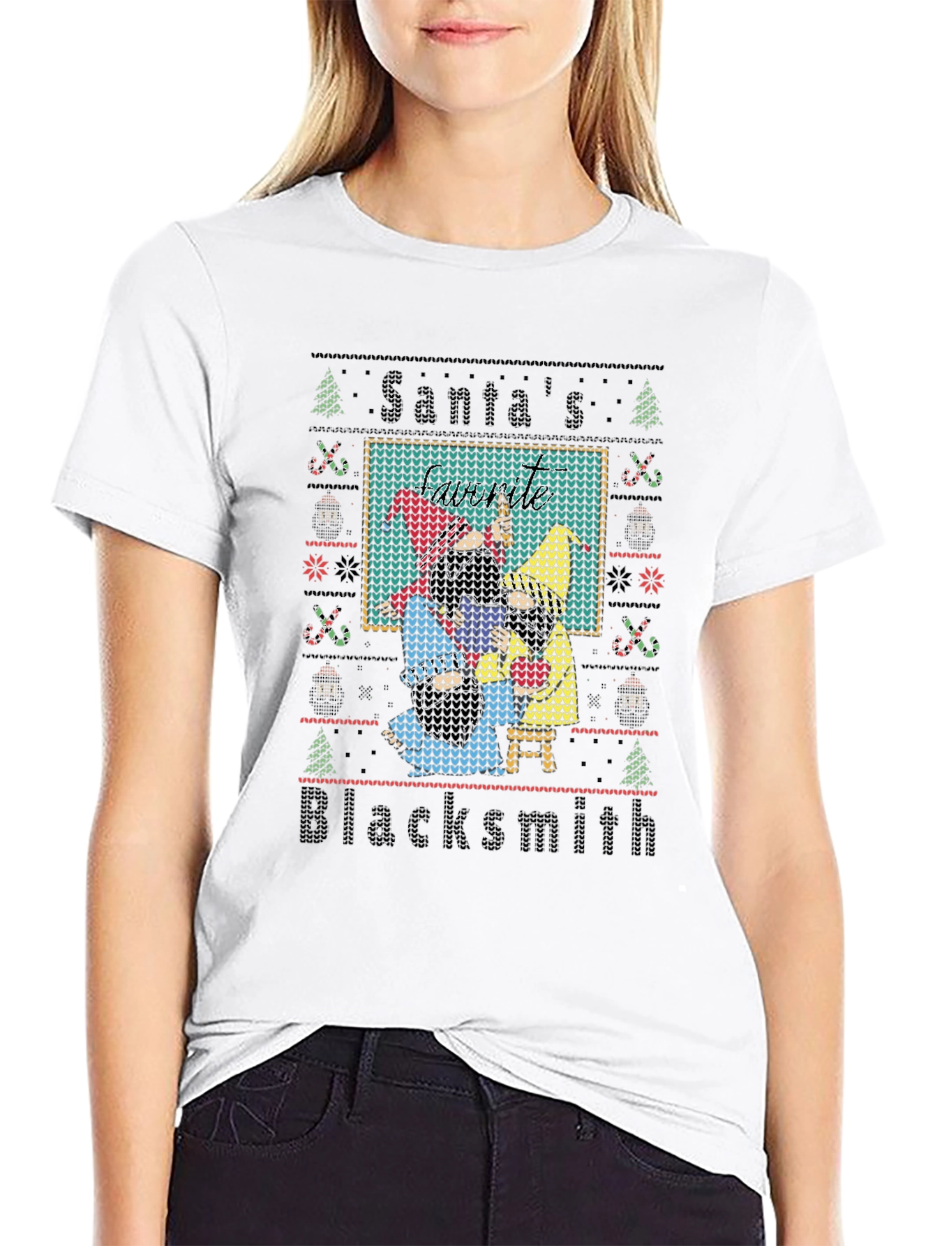 Santas Blacksmith Ugly Christmas T-Shirt