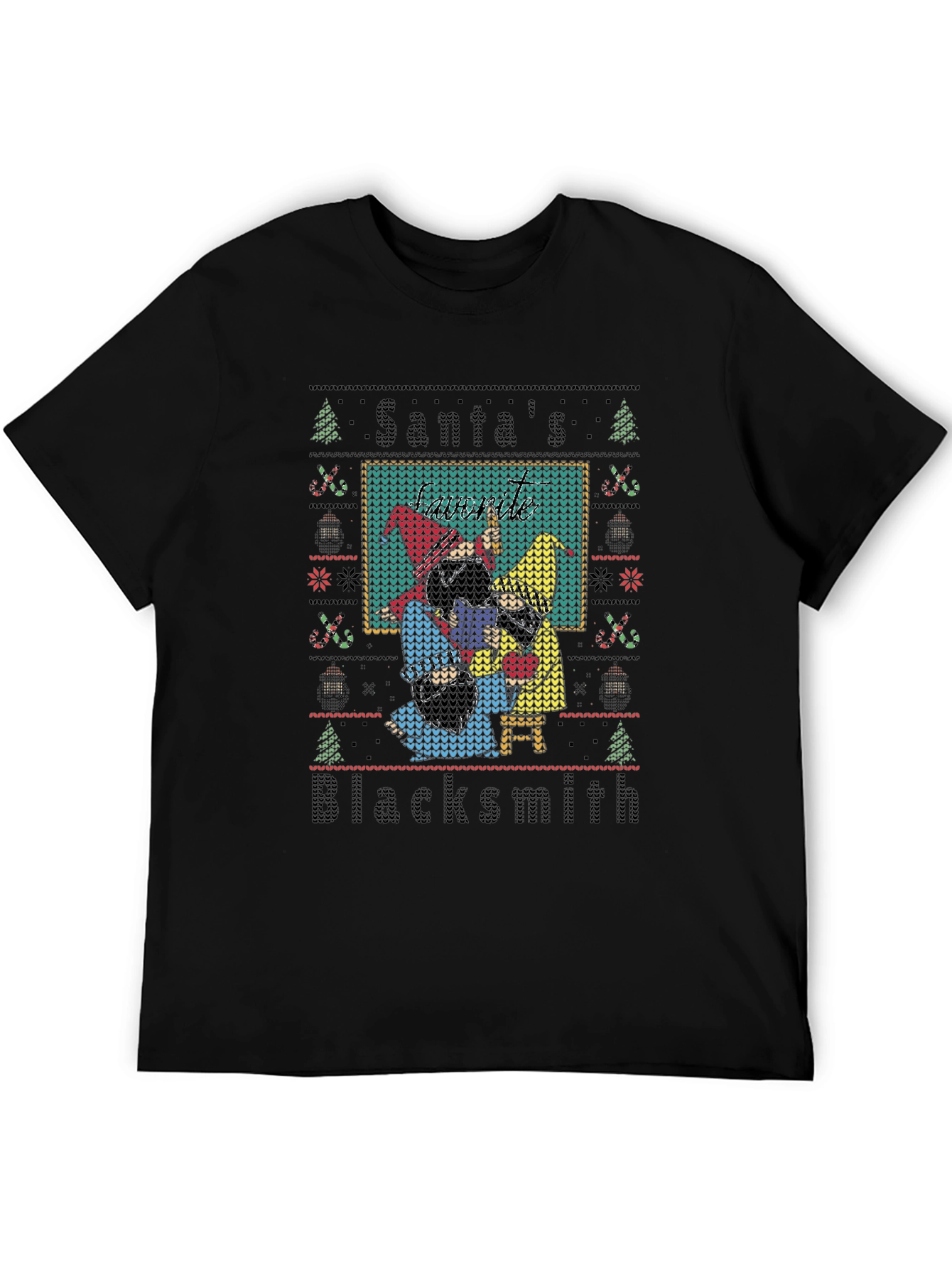 Santas Blacksmith Ugly Christmas T-Shirt
