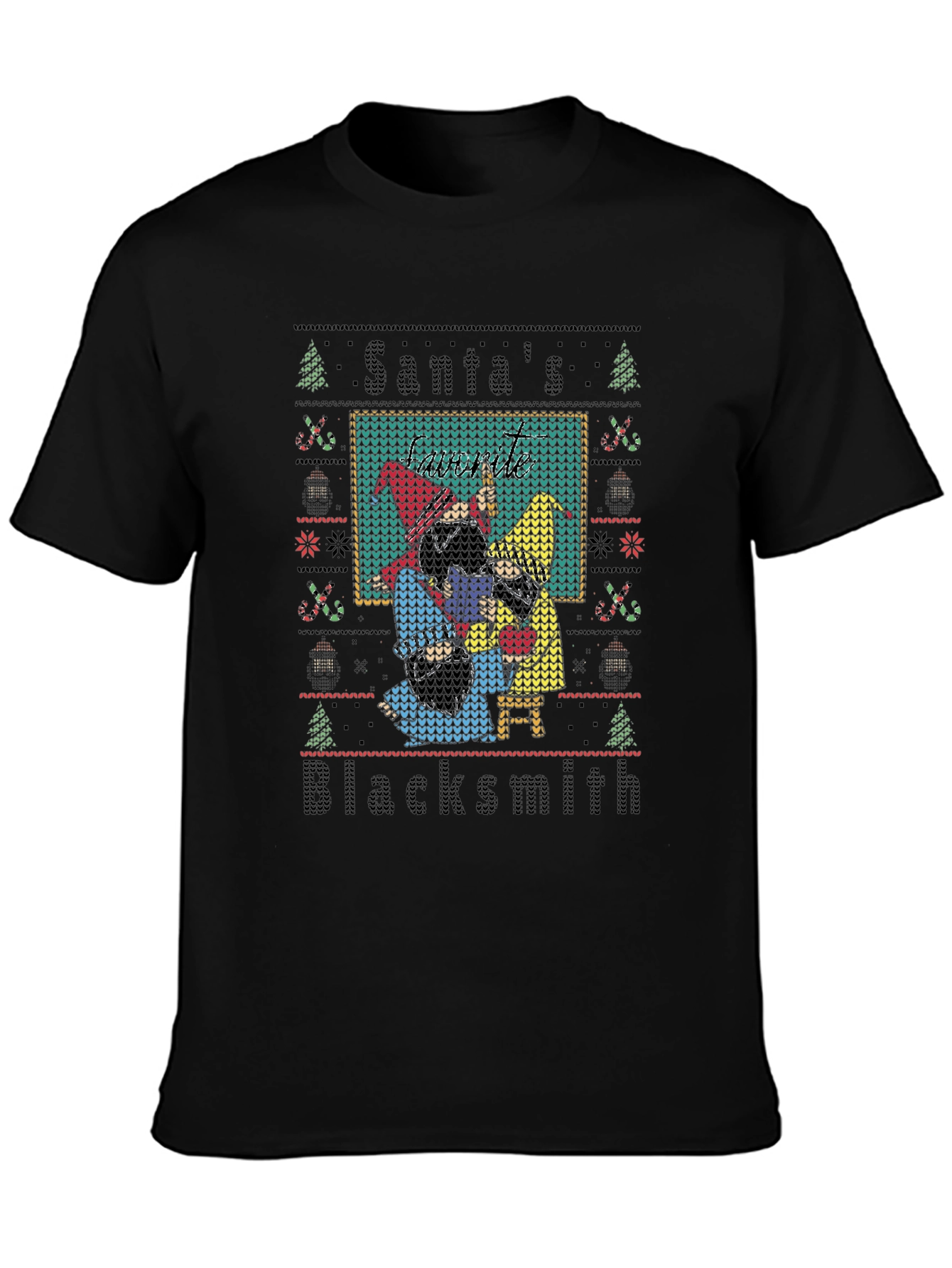 Santas Blacksmith Ugly Christmas T-Shirt
