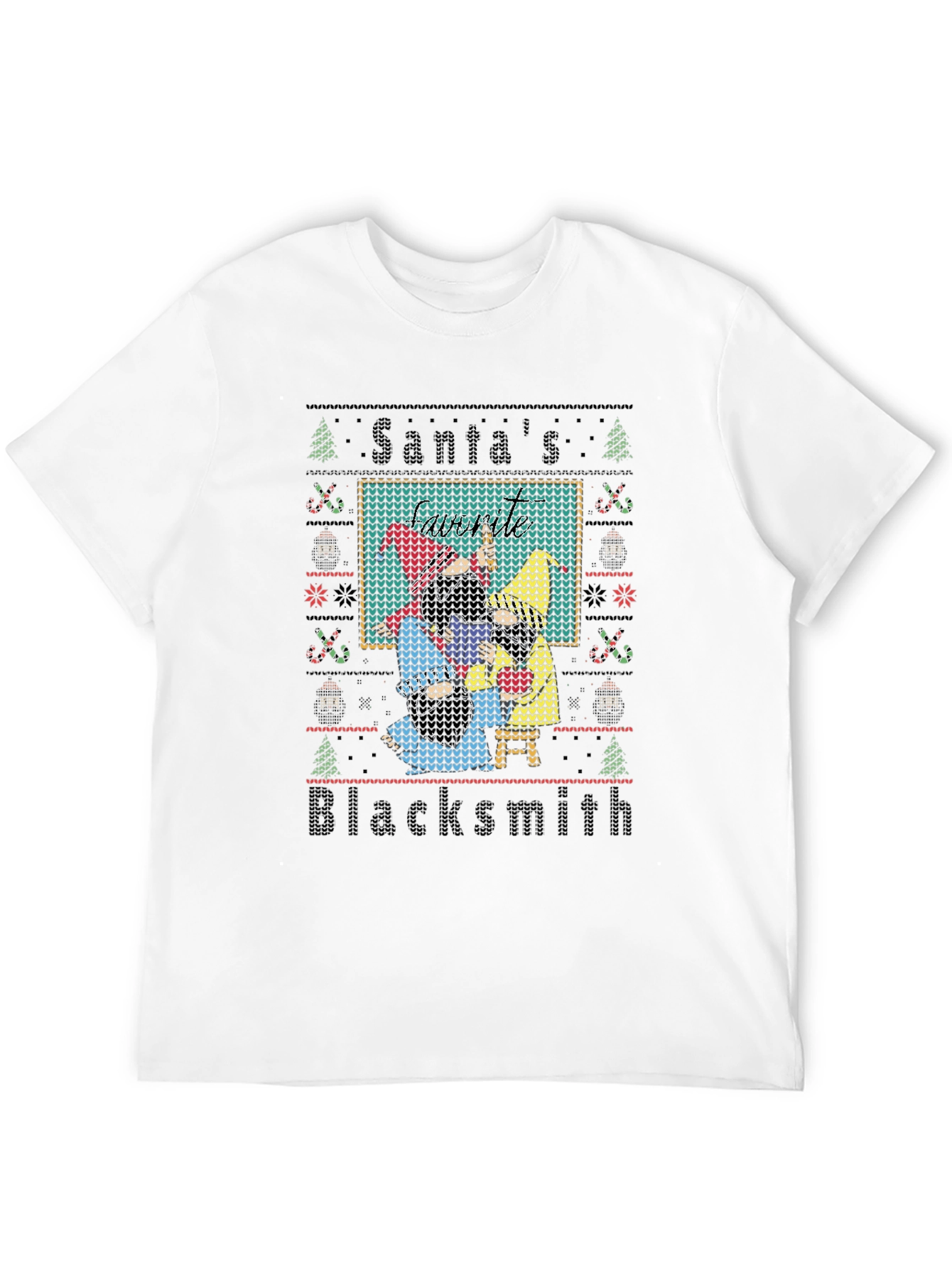 Santas Blacksmith Ugly Christmas T-Shirt