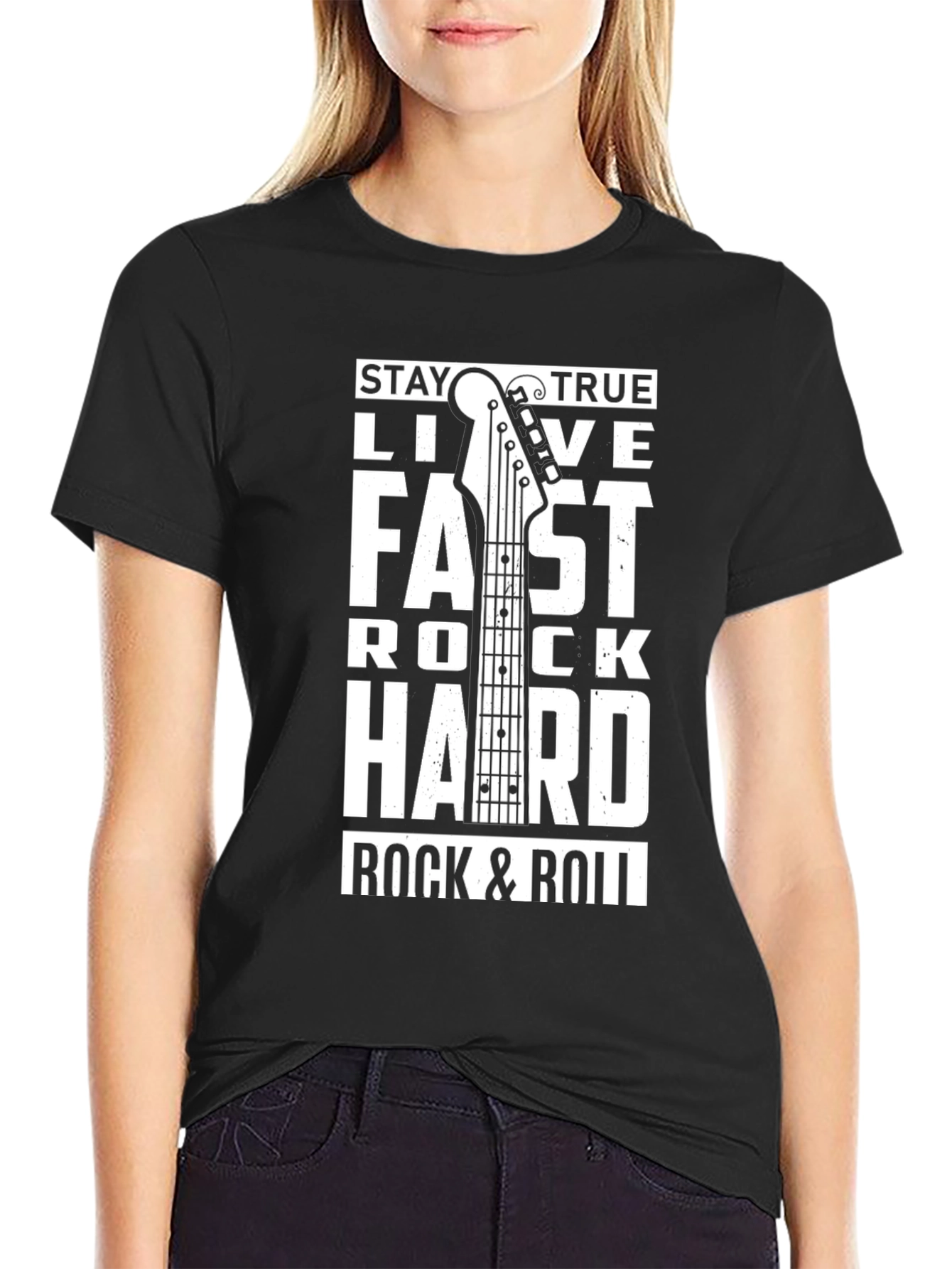 Stay True Rock & Roll Graphic Tee - Black