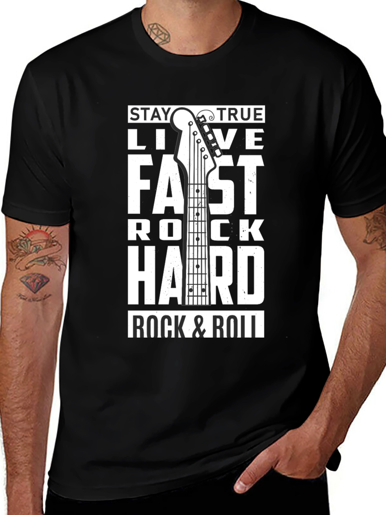 Stay True Rock & Roll Graphic Tee - Black