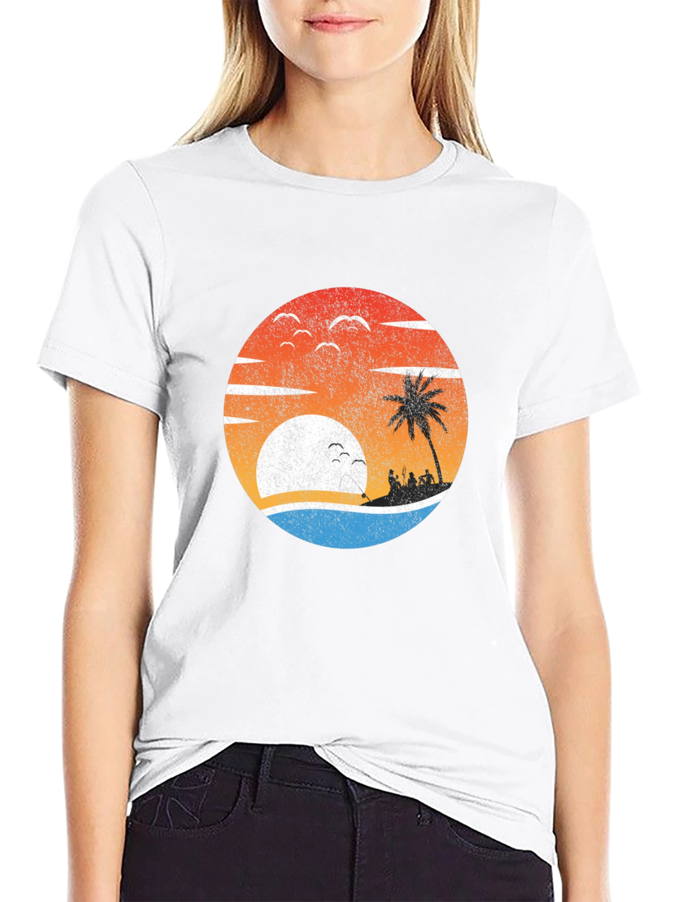 Retro Sunset Palm Tree Graphic Tee