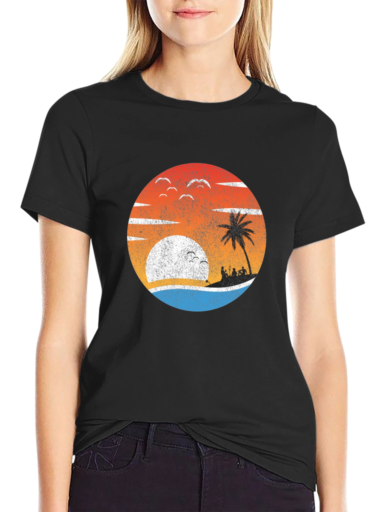 Retro Sunset Palm Tree Graphic Tee