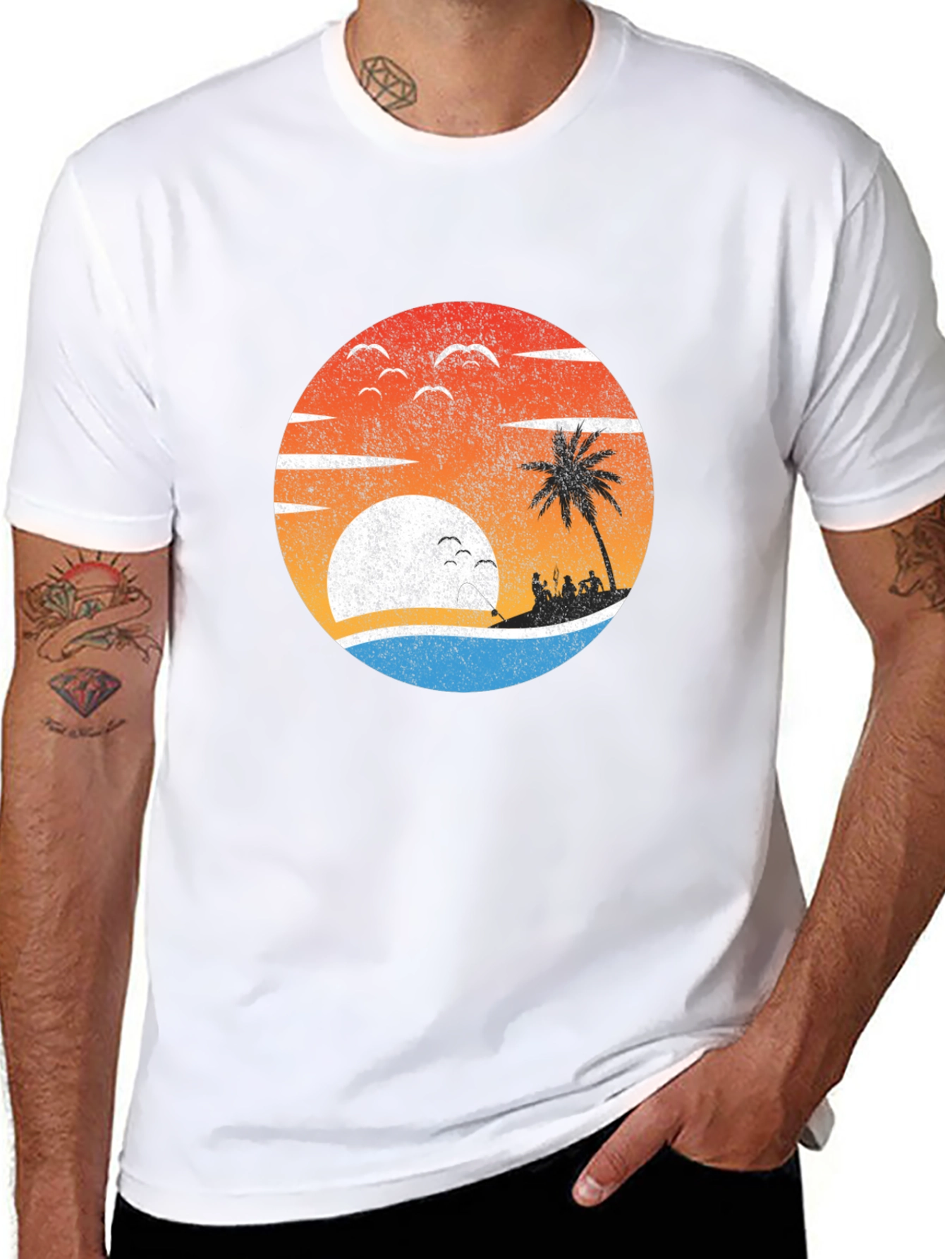 Retro Sunset Palm Tree Graphic Tee