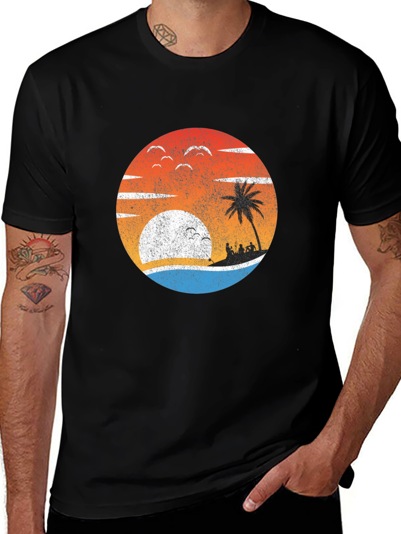 Retro Sunset Palm Tree Graphic Tee