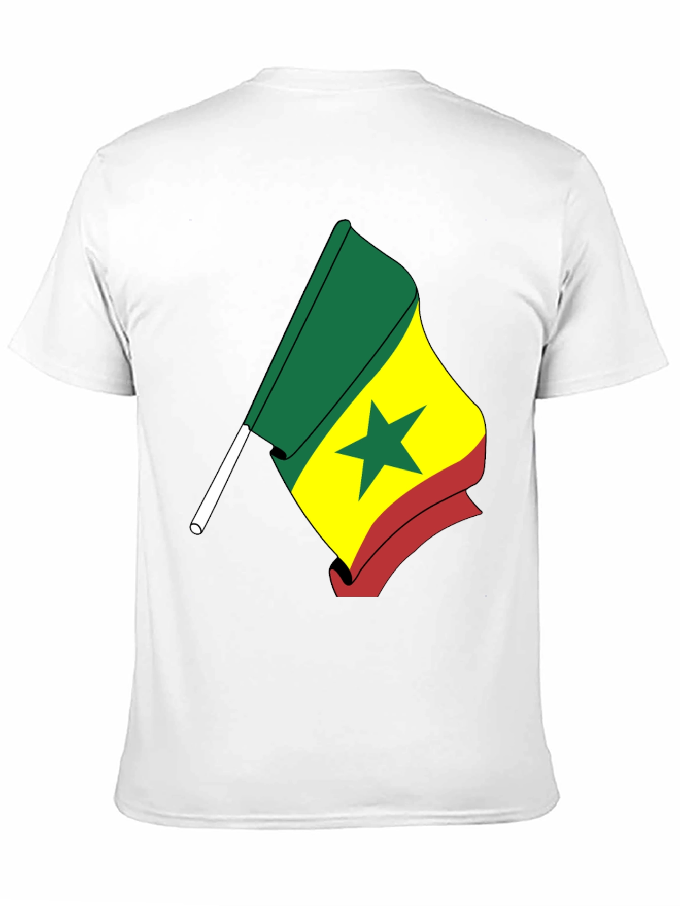 Senegal Flag Graphic T-Shirt - Black Crew Neck Tee