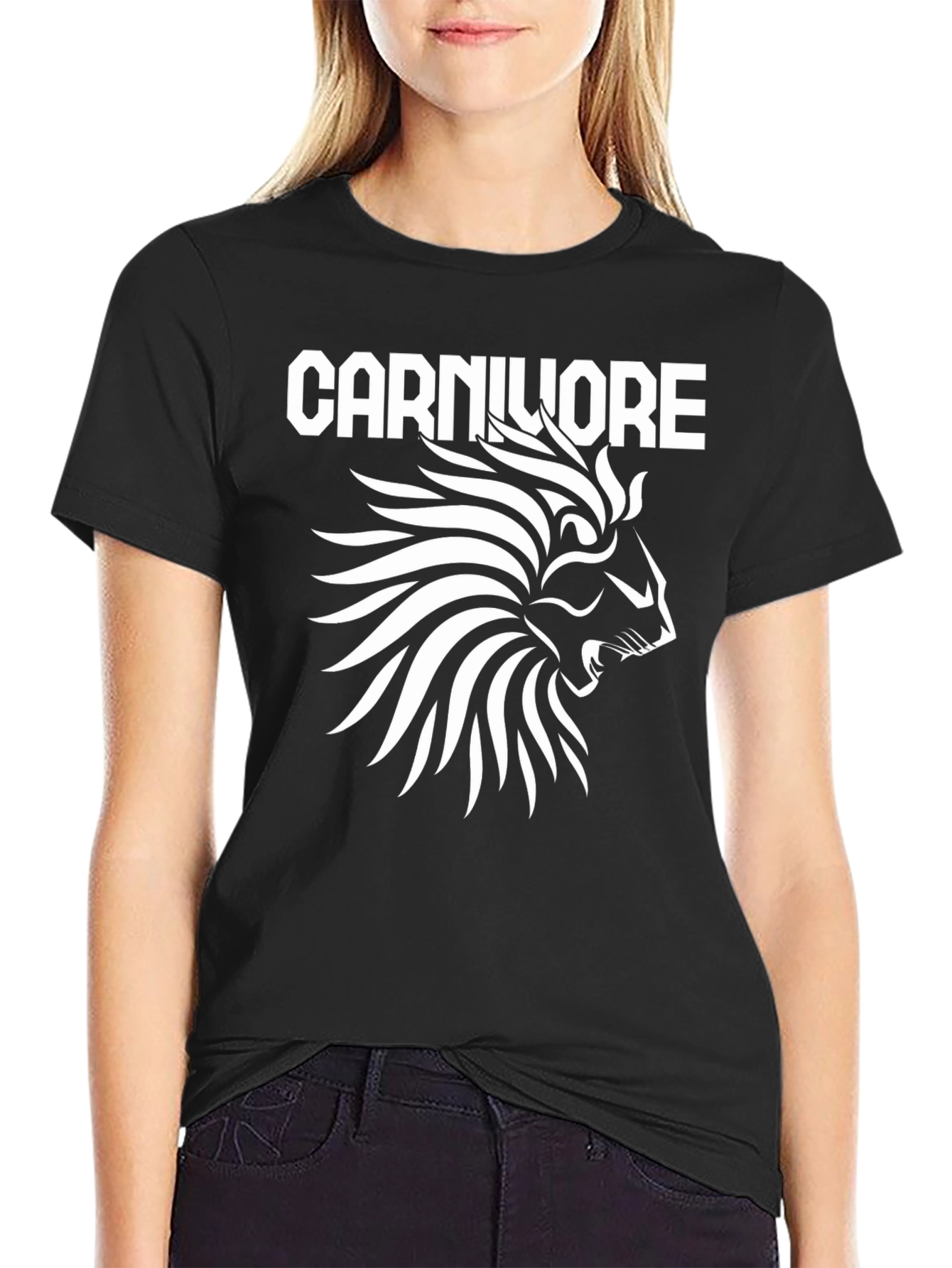 Carnivore Lion Graphic T-Shirt - Black