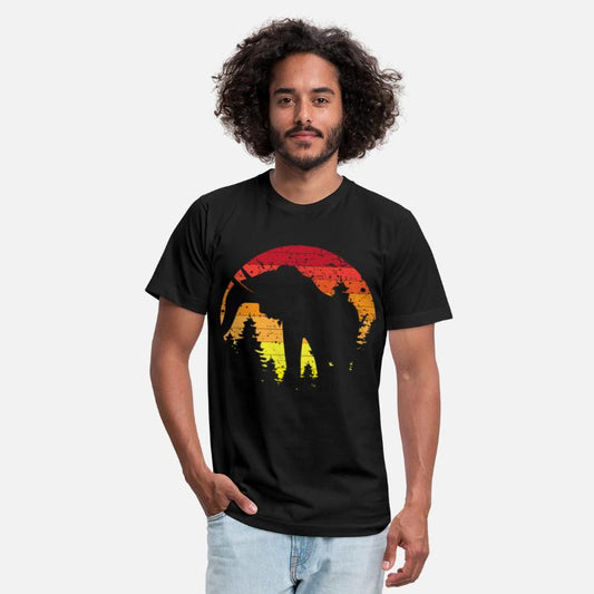 Retro Sunset Silhouette Woolly Mammoth