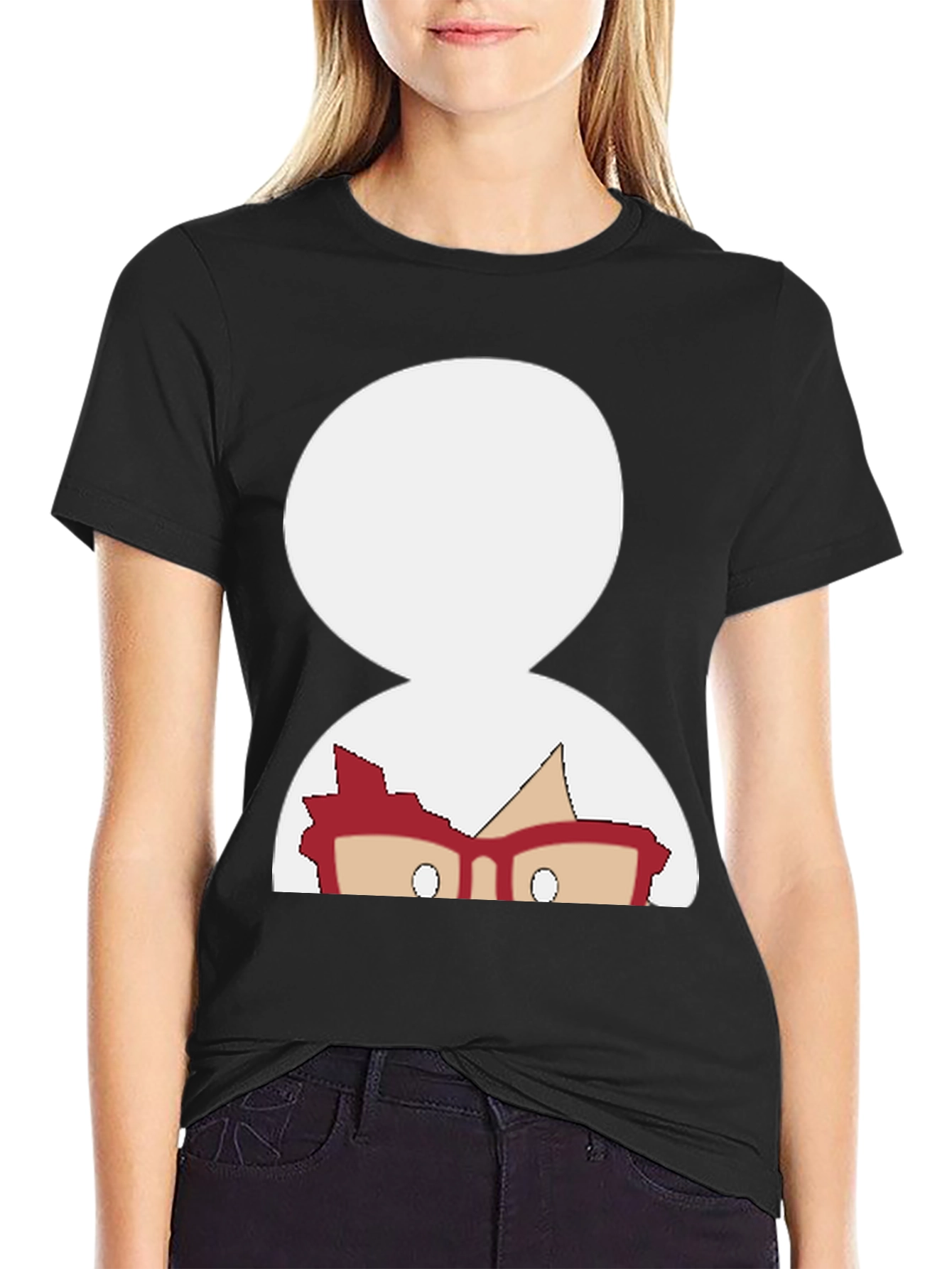 Black T-Shirt with Funny Cartoon Graphic