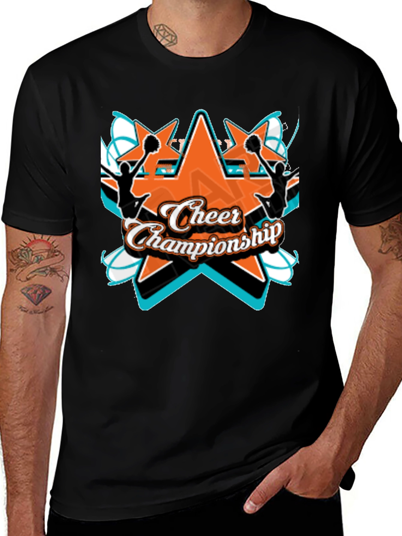 Cheer Championship Graphic Tee - Black Cotton